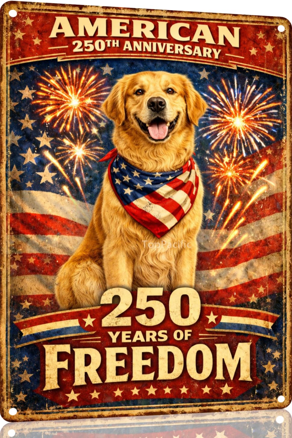 American 250th Anniversary Border Collie Funny Tin Sign 12x8 Inch Independence Day Vintage Metal Wall Art Retro Humor for Kitchen Bedroom Room Home Gift Decoration(59342)