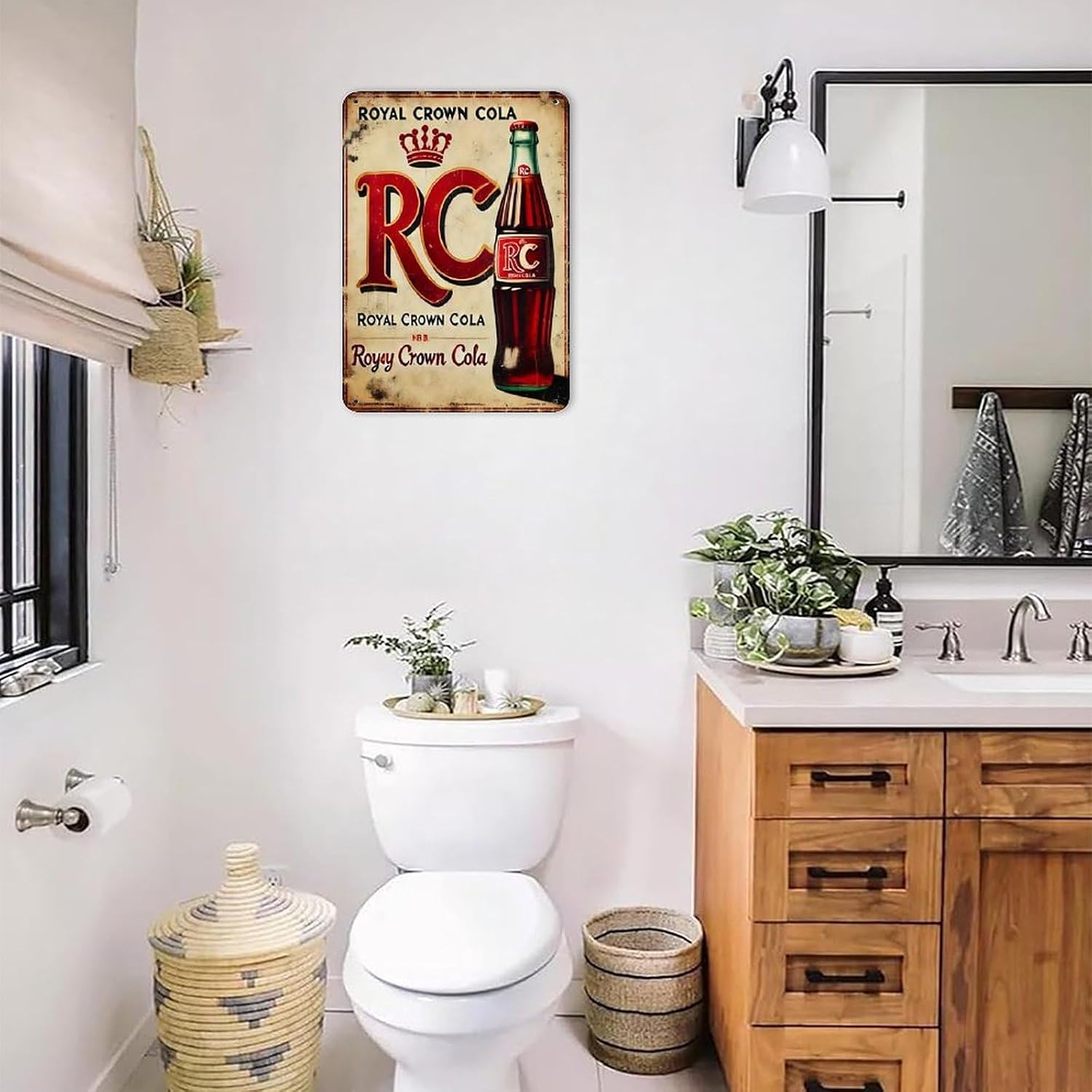 Royal Crown Cola Tin Sign， Vintage Soda Pop Metal Sign Print Aesthetic Room Decoration for Home Bedroom Kitchen Bar Coffee Dorm Bathroom Wall Decor 8 X 12 in