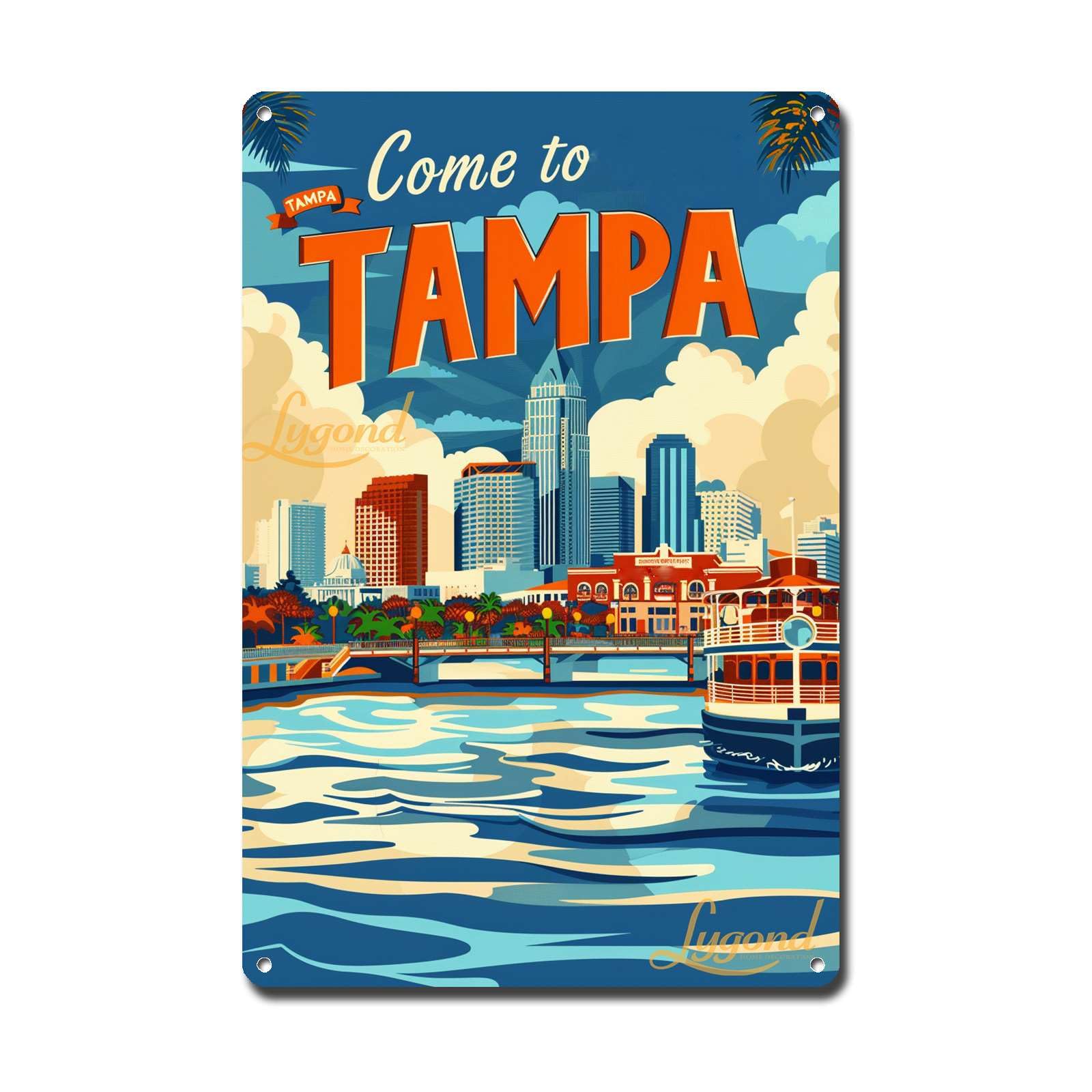 Lygond Metal Sign Tin Sign Vintage Wall Art Come to Chicago Travel Greenhouse Decor for Gift 8×12 Inches