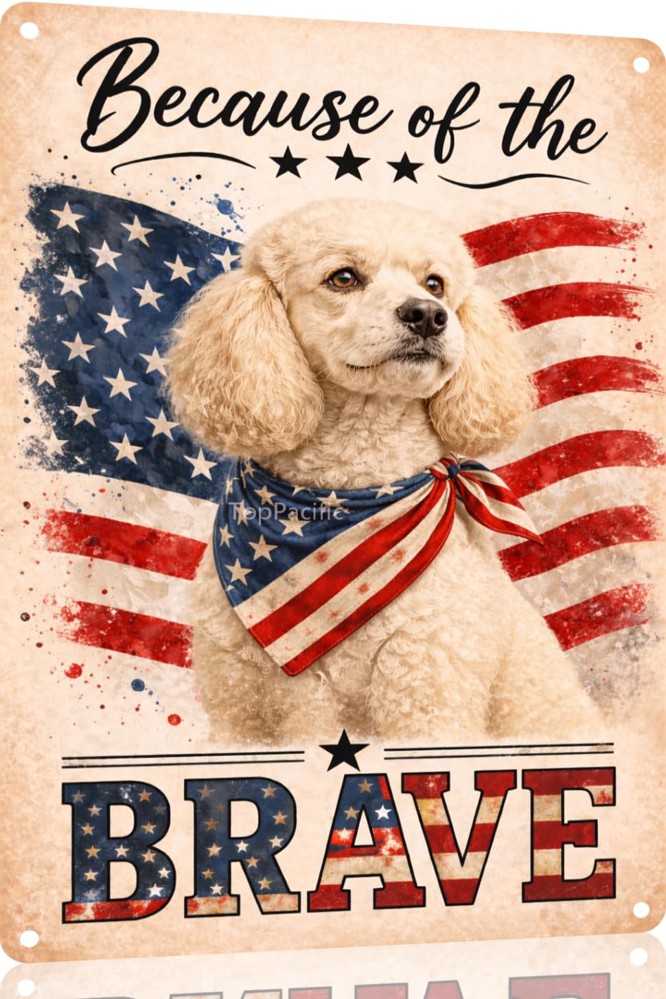 Patriotic Brittany-Spaniel Funny Tin Sign 12x8 Inch Vintage Metal Wall 4th of July Independence Day Art Retro Humor for Bathroom Kitchen Bedroom Room Home Gift Decoration(58978)