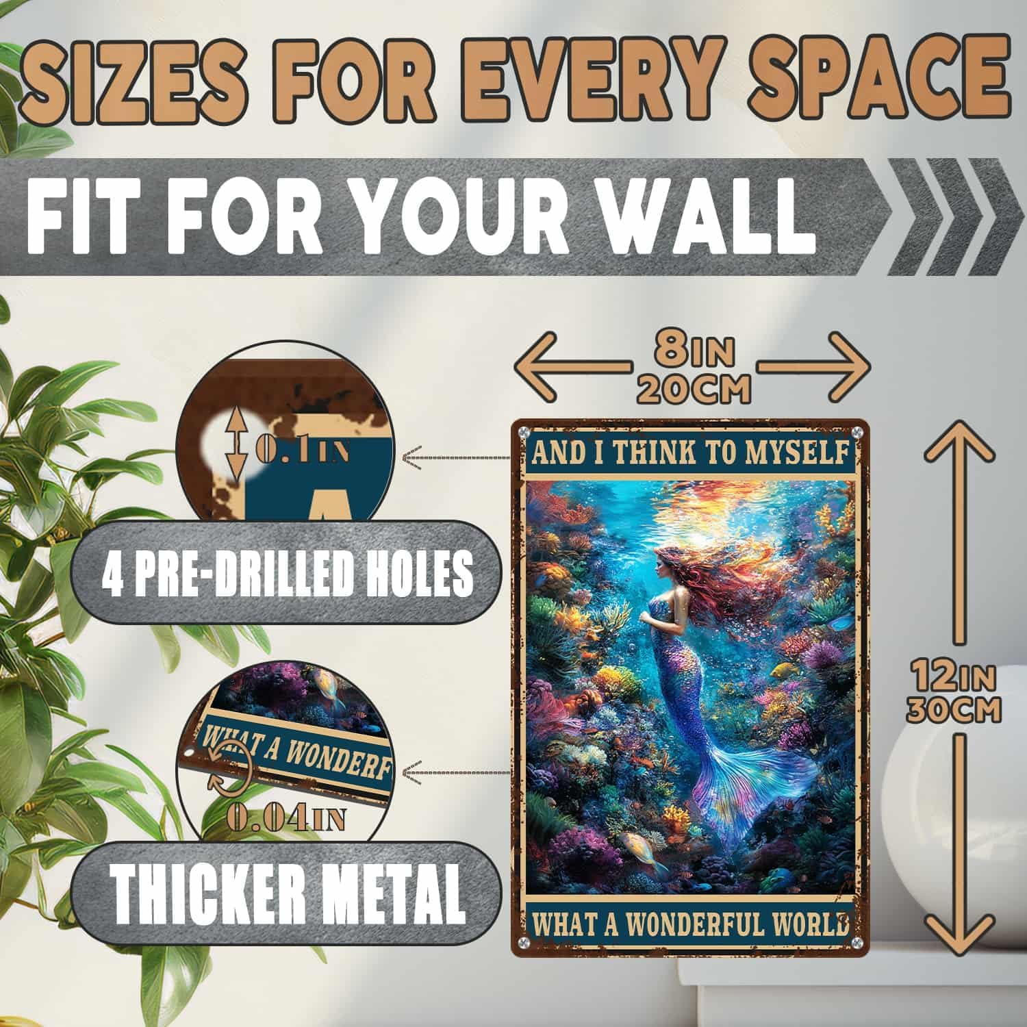 Mermaid Metal Tin Sign Vintage Mermaid Bathroom Decor Wall Art Rustic Funny Bathroom Sign for Home Restroom Washroom Decor 8x12 Inch