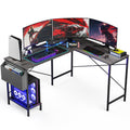 L Shaped Desk - 50" Reversible Home Office Computer Desk, Wood Top, Metal Frame, Side Bag, Sturdy Gaming Desk Corner Table for Work, Writing and Study, Space-Saving