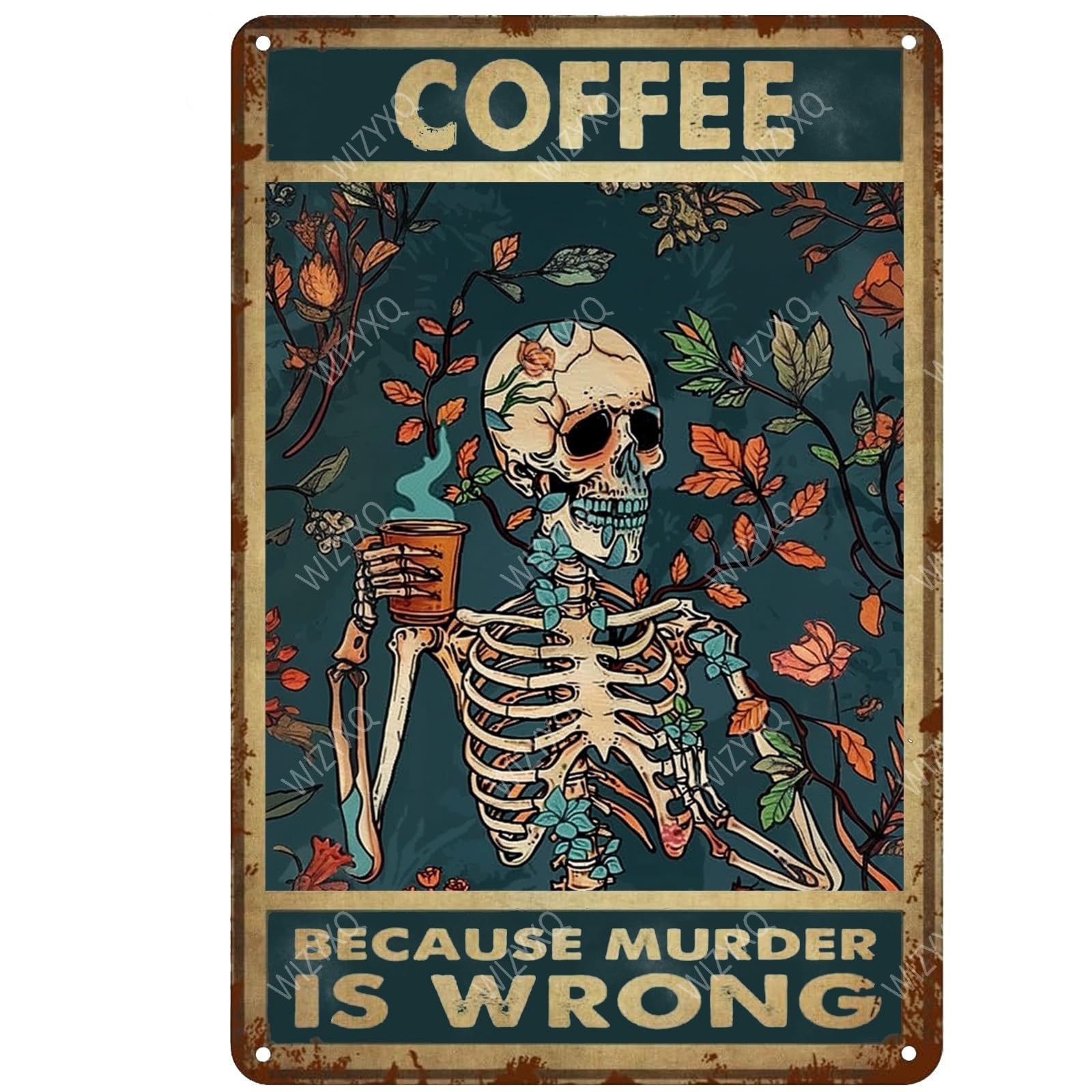 Floral and Bee Metal Signs In A World Where You Can Be Anything Funny Vintage Tin Sign Retro Wall Decor for Bee Lovers Room 8×12 Inches
