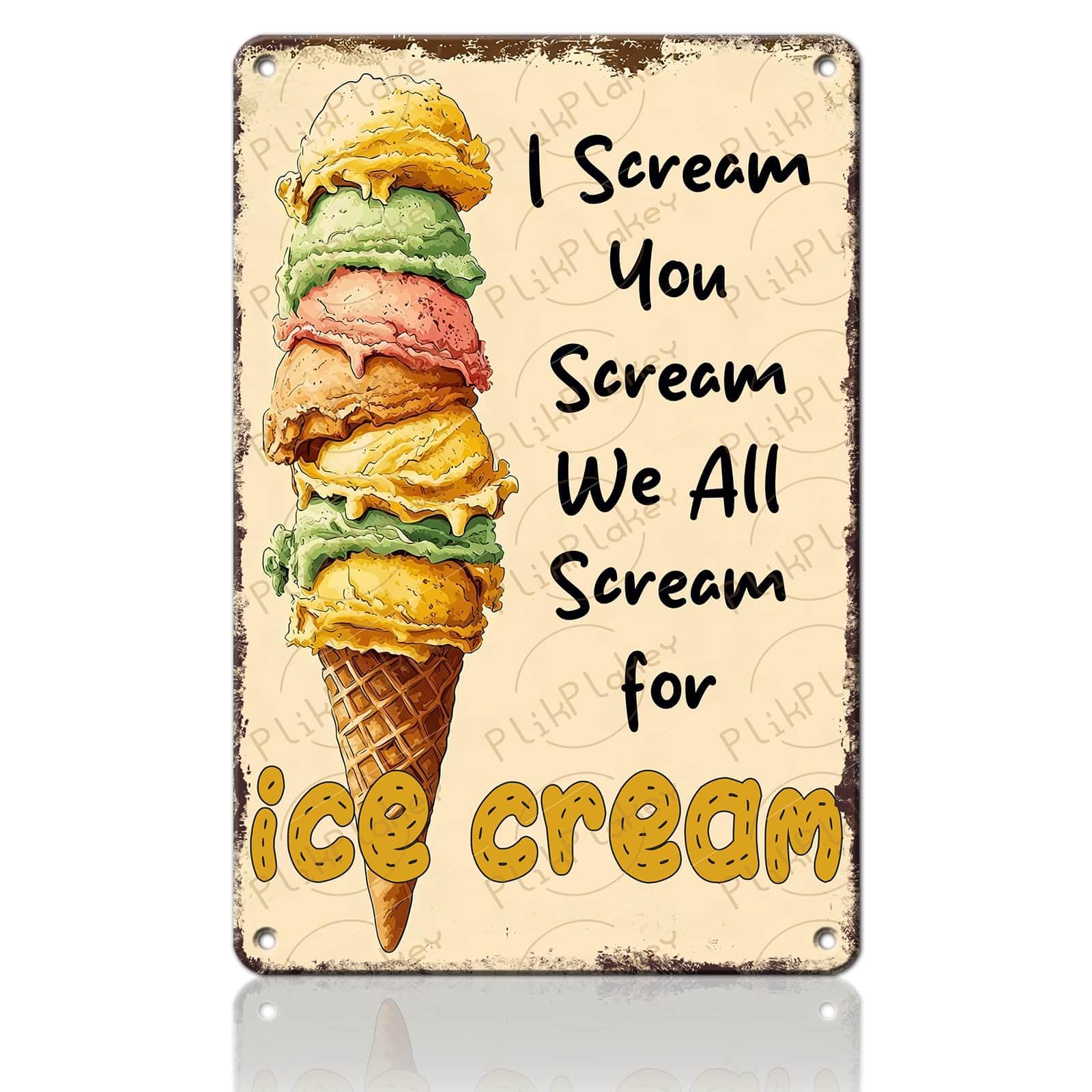 Vintage Metal Tin Sign Ice Cream Retro Sweet Food Diner Wall Decor Kitchen Cafe Bar Club Home Kids Room Living Room Dessert Store Hotel Poster 12x8 Inch