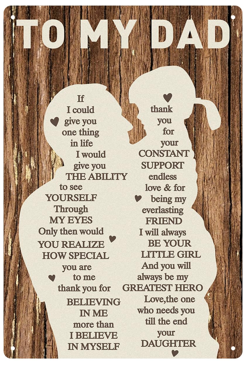 Fathers Day Dad Gifts from Son - 12x8Inch Metal Tin Sign Vintage Plaque Home Wall Decor Dad Birthday Gifts Personalized Retirement Christmas Anniversary Presents for Father Stepfather Papa Husband Men