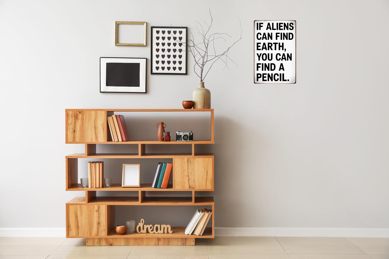 Tin Sign Students Teachers Gift High School Middle School Decor Sign Funny If Aliens Can Find Earth You Can Find A Pencil for Home Classroom Study Room Wall Decor 8x12 In