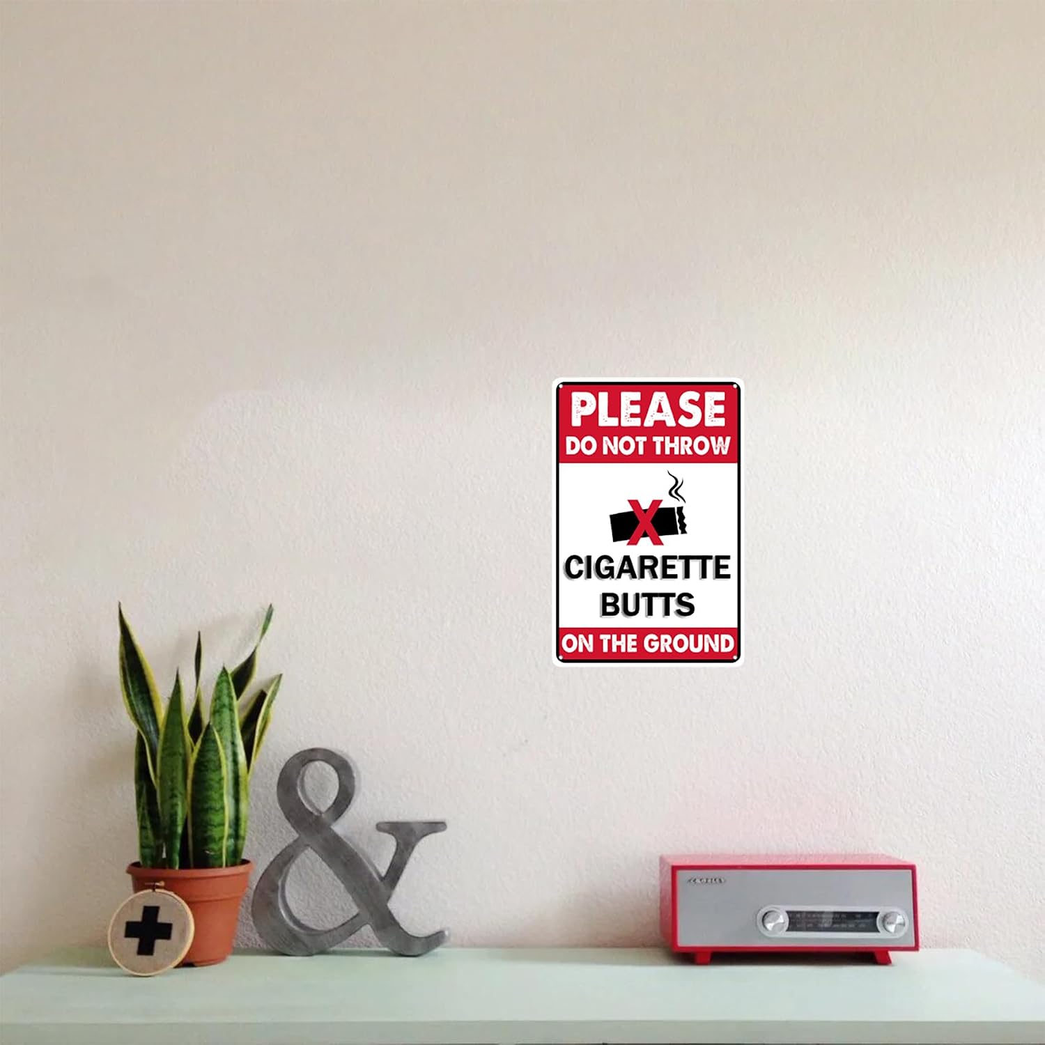 Please Do Not Throw Cigarette Butts On The Ground Tin Sign Funny Warning Metal Signs Yard Street Cafe Park Decor Signs 8x12 Inch