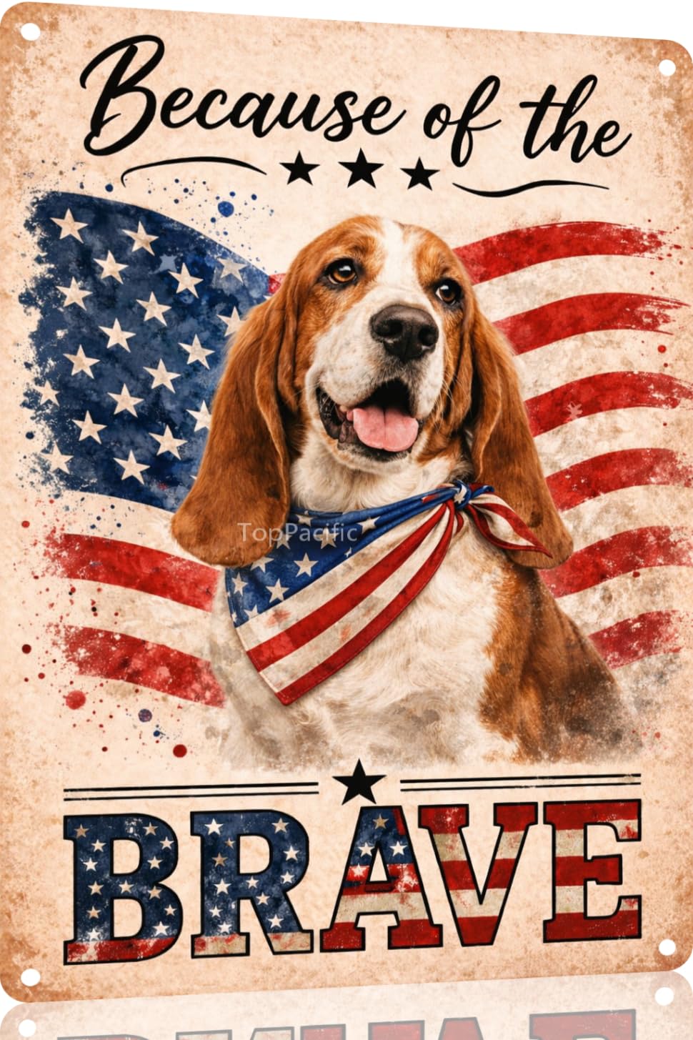 Patriotic Brittany-Spaniel Funny Tin Sign 12x8 Inch Vintage Metal Wall 4th of July Independence Day Art Retro Humor for Bathroom Kitchen Bedroom Room Home Gift Decoration(58978)