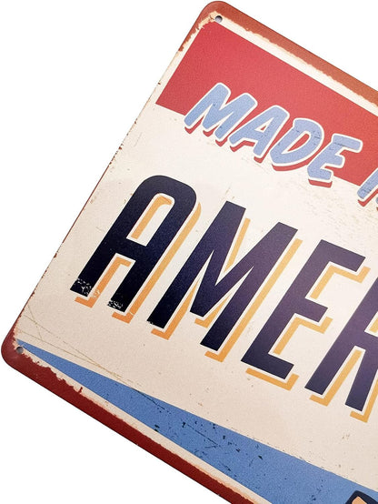 ERLOOD Made in America Retro Metal Vintage Tin Sign 12 x 8