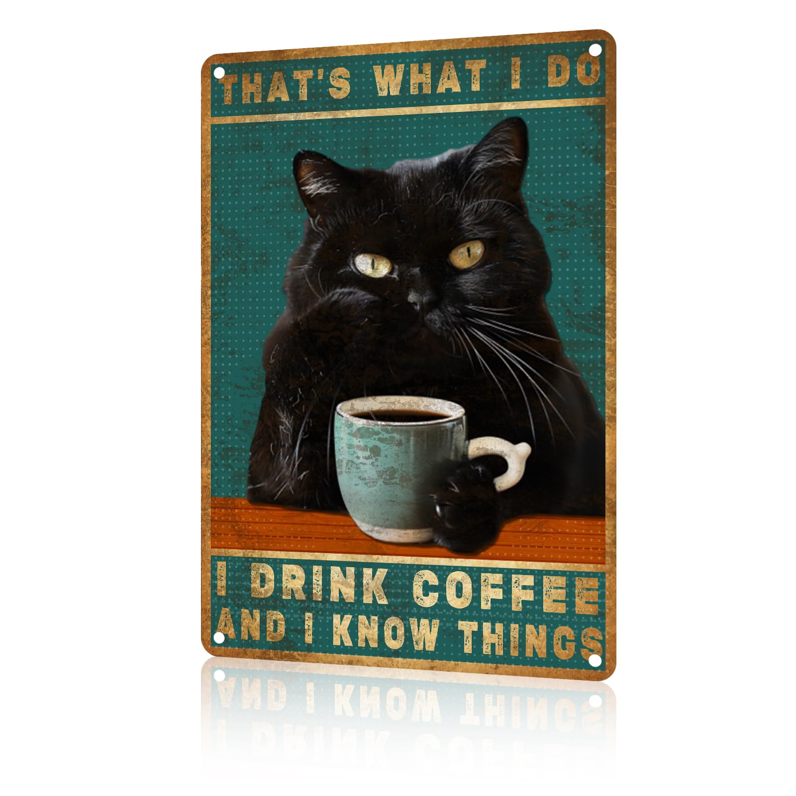 Cat Metal Tin Sign It's Fine I'm Fine Retro Wall Art Decor Funny Signs Bar Pub Club Indoor Home Gifts 8x12 inch