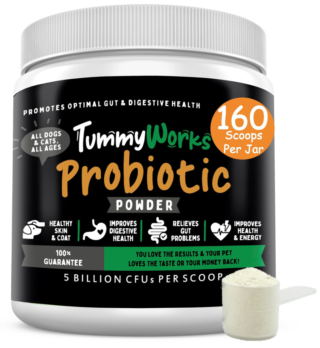 TummyWorks Probiotics for Dogs. 120 Probiotic Soft Chews for Digestive Health, Gut, Immunity, Energy, Allergies, Skin & Coat. 10 Strains, 5 Billion CFUs with 6 Enzymes. Made in USA