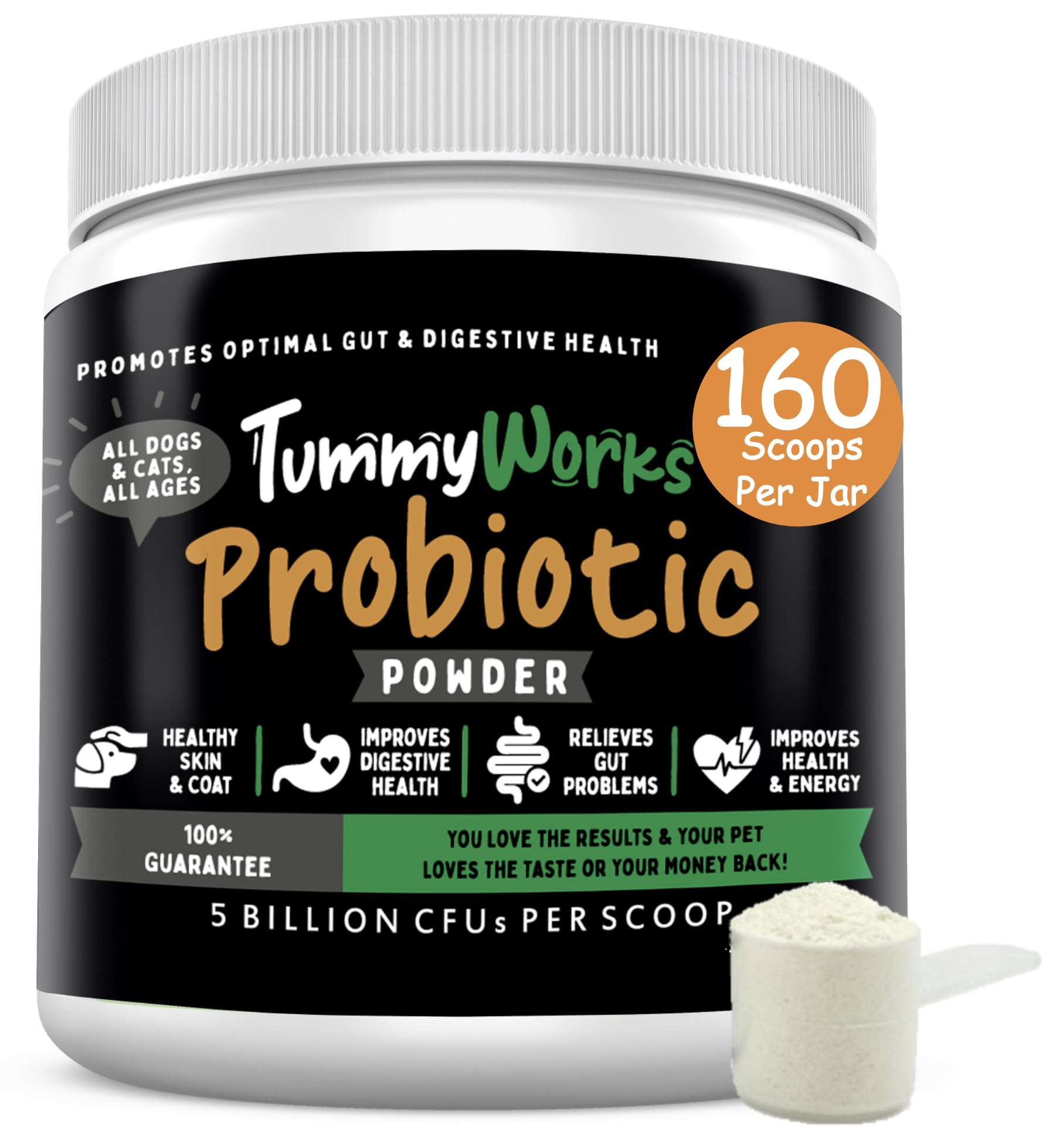 TummyWorks Probiotics for Dogs. 120 Probiotic Soft Chews for Digestive Health, Gut, Immunity, Energy, Allergies, Skin & Coat. 10 Strains, 5 Billion CFUs with 6 Enzymes. Made in USA