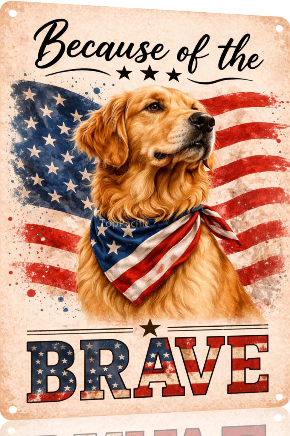 Patriotic Brittany-Spaniel Funny Tin Sign 12x8 Inch Vintage Metal Wall 4th of July Independence Day Art Retro Humor for Bathroom Kitchen Bedroom Room Home Gift Decoration(58978)