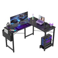 Sweetcrispy L Shaped Desk Computer Gaming Corner Table PC Workstation with CPU Stand Side Bag for Home Office Dorm Sturdy Writing Setup Furniture White 50 Inch Desk