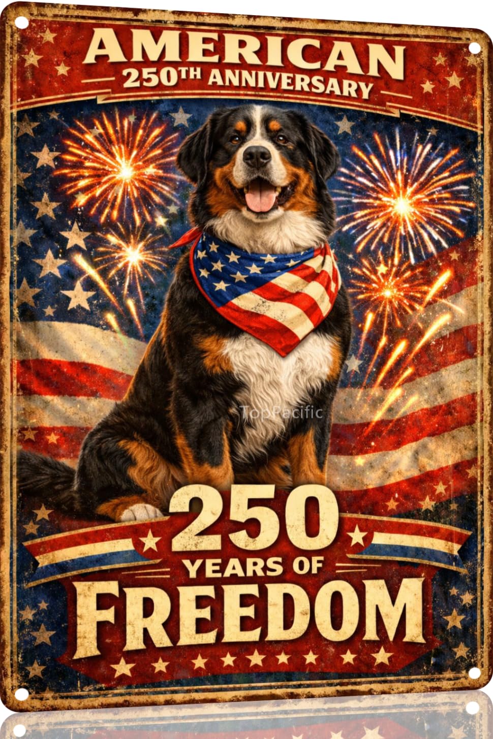 American 250th Anniversary Border Collie Funny Tin Sign 12x8 Inch Independence Day Vintage Metal Wall Art Retro Humor for Kitchen Bedroom Room Home Gift Decoration(59342)