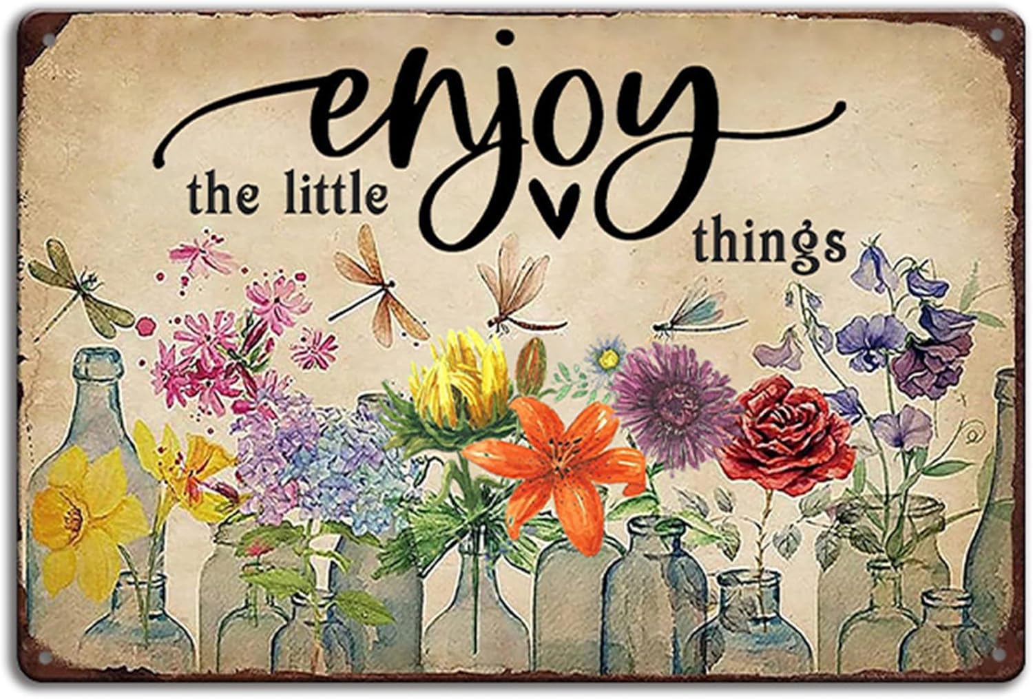 Ykfss Funny Garden Signs Outdoor Wall Decor For Patio Metal Signs For Outside Porch Tin Signs Enjoy The Little Things Sign Garden Decorative Plaque Farmhouse Kitchen Flower Hanging Sign 8x12 Inch