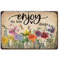 Ykfss Funny Garden Signs Outdoor Wall Decor For Patio Metal Signs For Outside Porch Tin Signs Enjoy The Little Things Sign Garden Decorative Plaque Farmhouse Kitchen Flower Hanging Sign 8x12 Inch