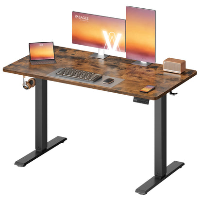 VASAGLE Electric Standing Desk, 55.1 x 27.6 Inches Height Adjustable Desk, Sedentary Reminder, 4 Memory Heights, for Home Office, Rustic Brown ULSD315KD020S