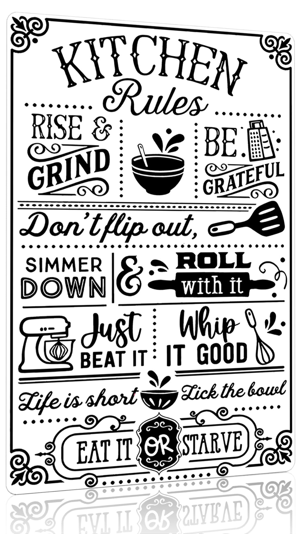 Crazysign Funny Kitchen Gifts for Women&Mom Kitchen Rules with Humorous Cooking Quotes Vintage Tin Sign for Home Farmhouse Kitchen Dining Room Decor 8x12 Inch (3367)