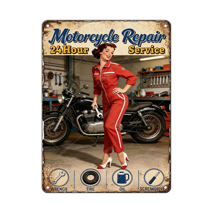 50s Pin up Girl Fishing Metal Tin Sign Open Fly Season Wall Decor Home Angler Cafes Lake House Seascape 12x8 Inch