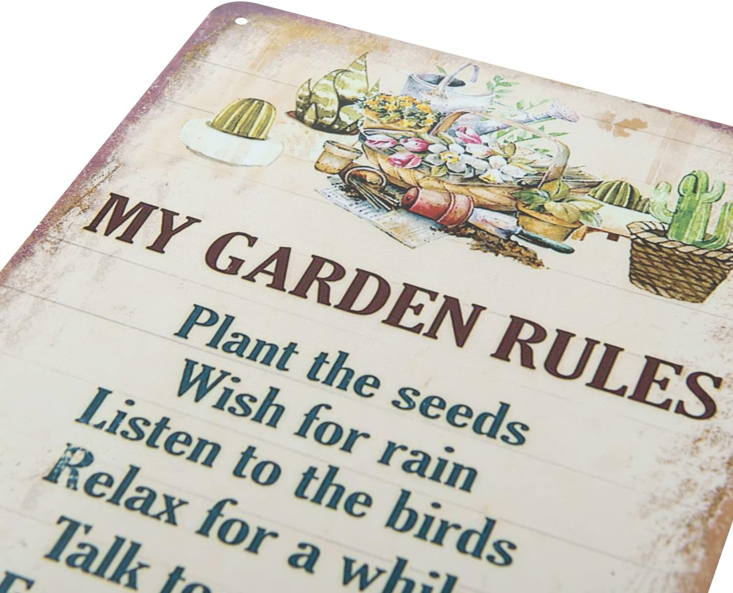 ERLOOD My Garden Rules Metal Tin Sign Vintage Wall Decoration Home Garden Kitchen Art Sign 8 x 12