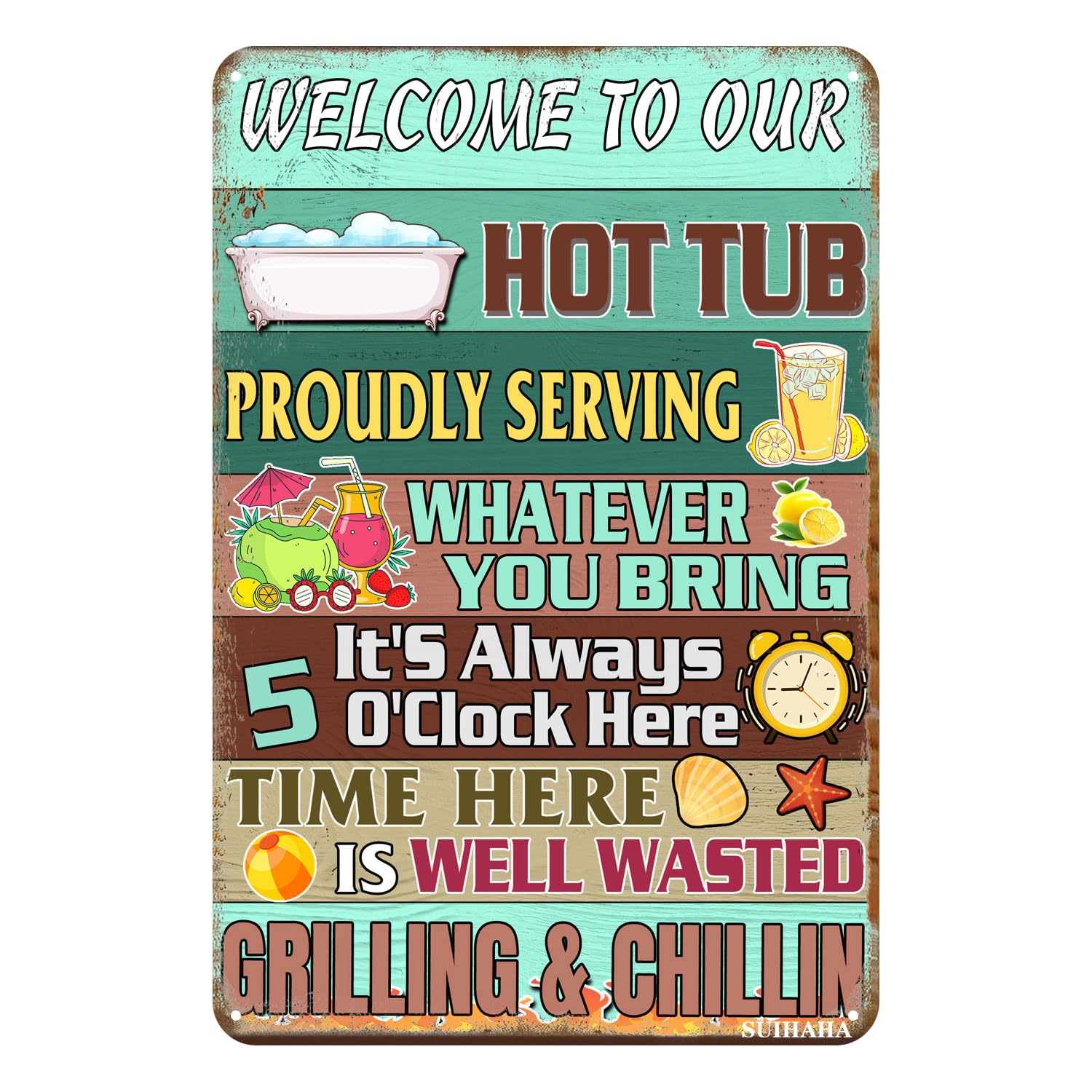 Vintage Metal Tin Sign Welcome to Our Backyard Home Yard Porch Decor Patio Pool Bar Coffee Wall Decor Tin Sign 12x8 Inches