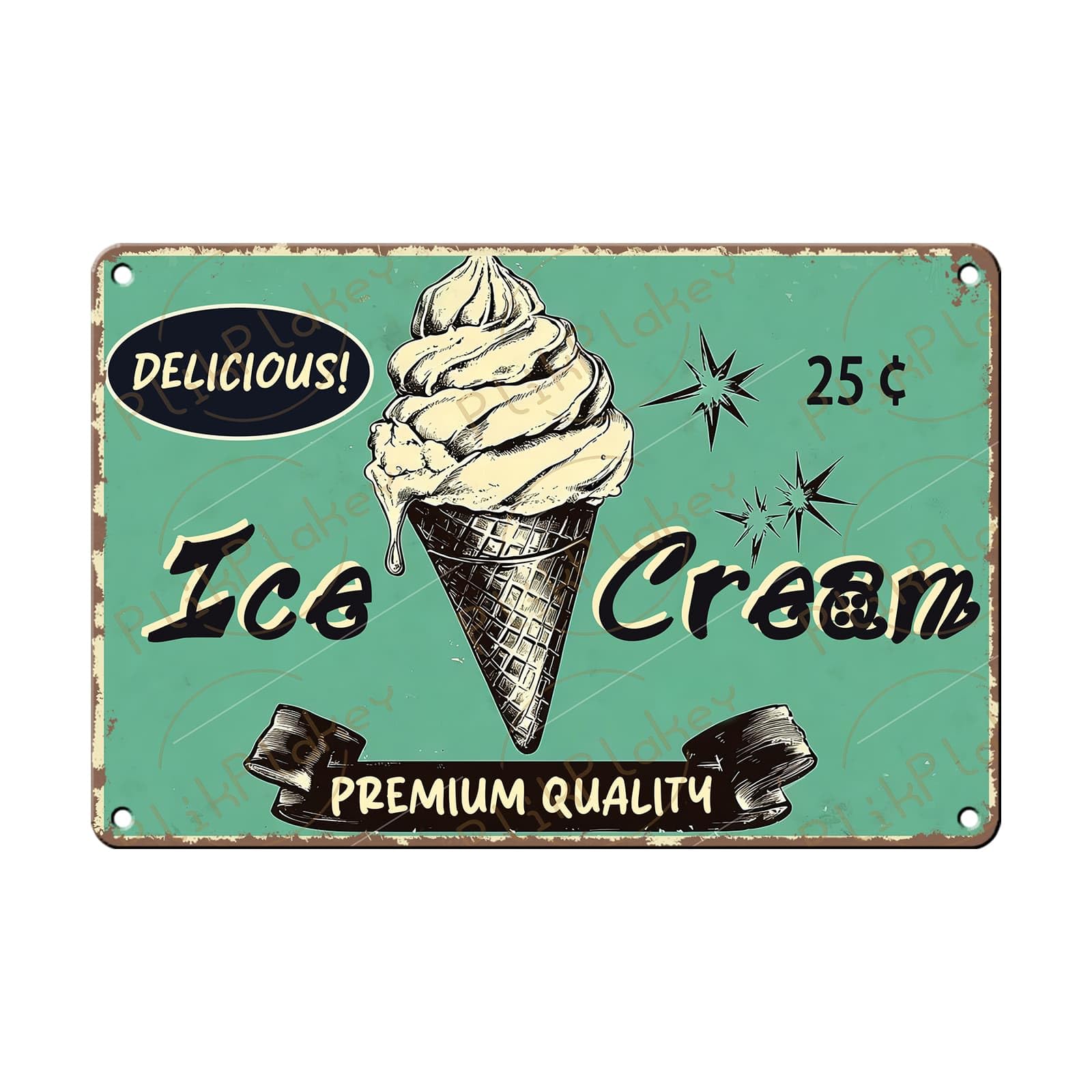 Vintage Metal Tin Sign Ice Cream Retro Sweet Food Diner Wall Decor Kitchen Cafe Bar Club Home Kids Room Living Room Dessert Store Hotel Poster 12x8 Inch