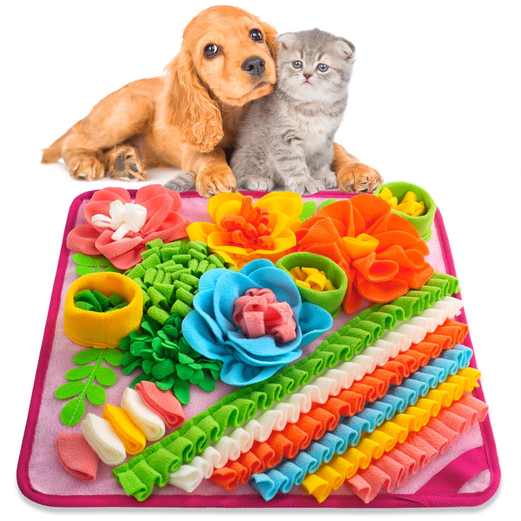 Snuffle Mat for Dogs, Sniff Mat Slow Feeding Mat for Small Pets Cats, Rabbits - Help Stress Relief and Training - Stimulate Your Pet's Foraging Skills! (Brown)