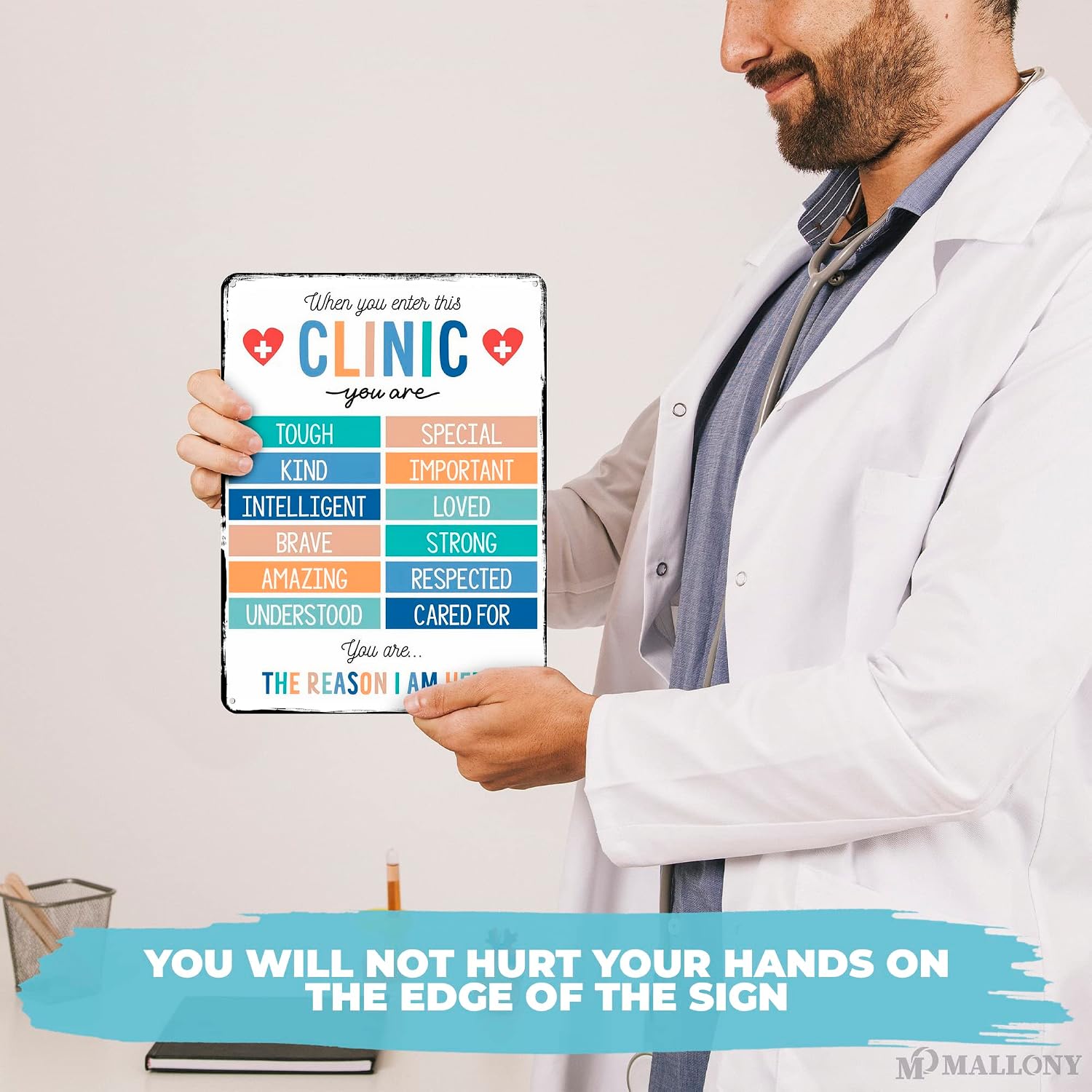 Mental Health Posters for Office When You Enter Clinic - Motivational Wall Art Office, Durable 12x8" Metal Tin Sign Room and Hall Wall Decor, Easy to Install & Non-Fade Colors, Health Class Posters