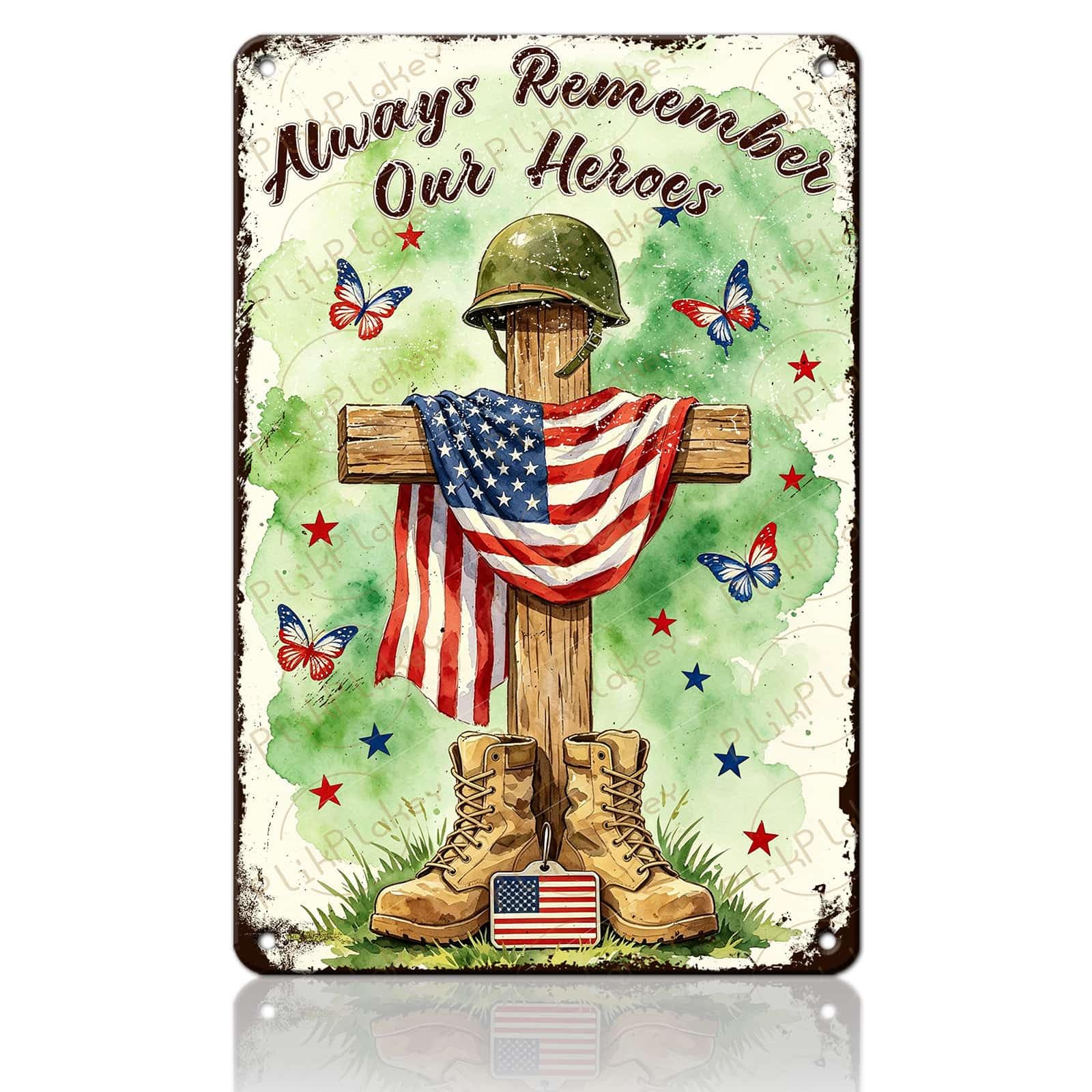 Patriotic 4th of July Tin Sign Happy Independence Day Popsicle Wall Art Vintage Retro Home Decor for Bar Living Room Bedroom Cafe Decoration 12x8 Inch