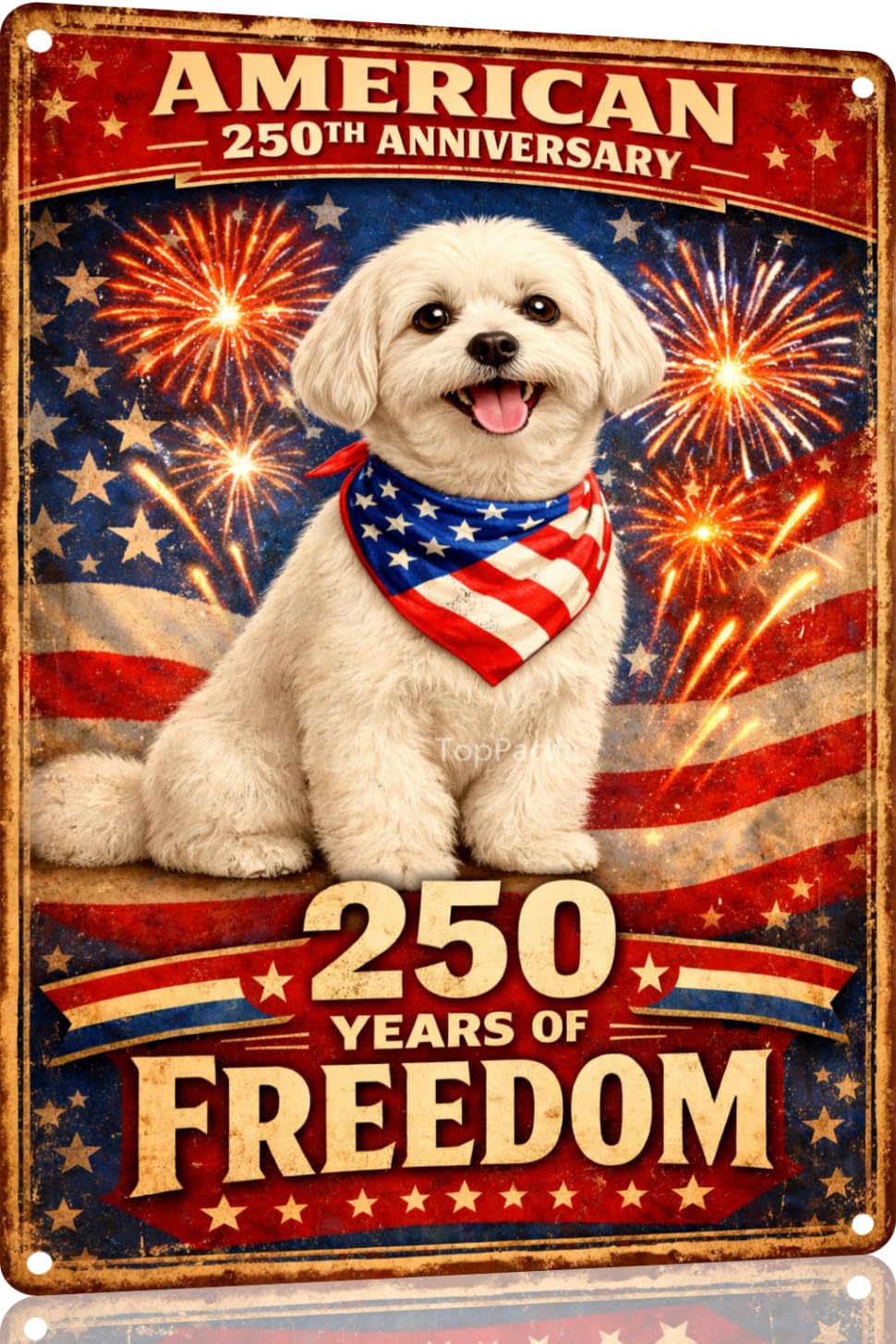 American 250th Anniversary Border Collie Funny Tin Sign 12x8 Inch Independence Day Vintage Metal Wall Art Retro Humor for Kitchen Bedroom Room Home Gift Decoration(59342)