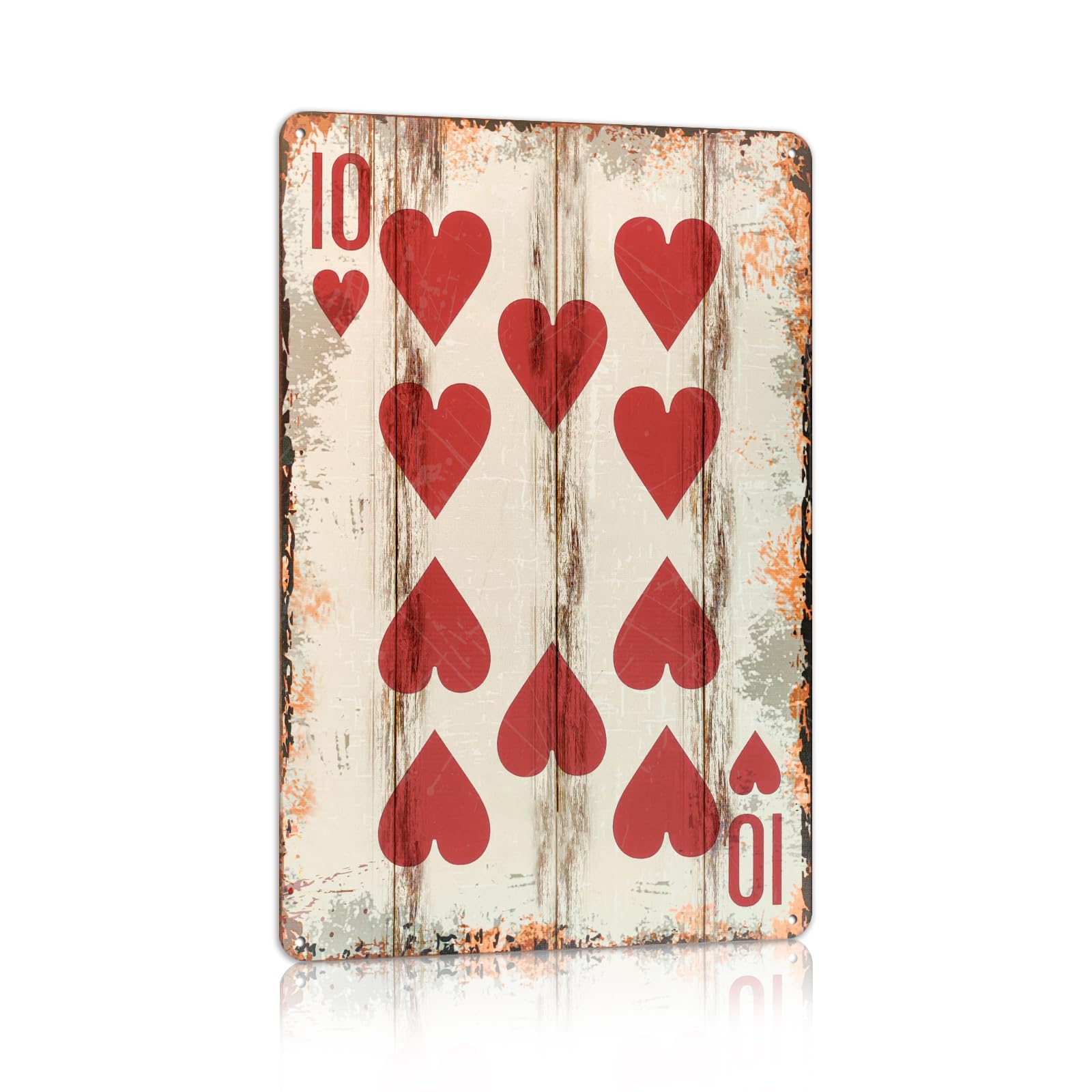 Vintage Poker Metal Sign Red Joker Tin Sign Playing Card Wall Sign Man Cave Home Wall Decor 12 x 8 Inch