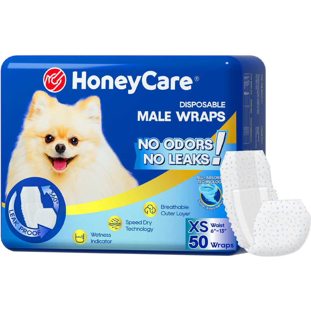 HONEY CARE All-Absorb A26 Male Dog Wrap, 50 Count, Small