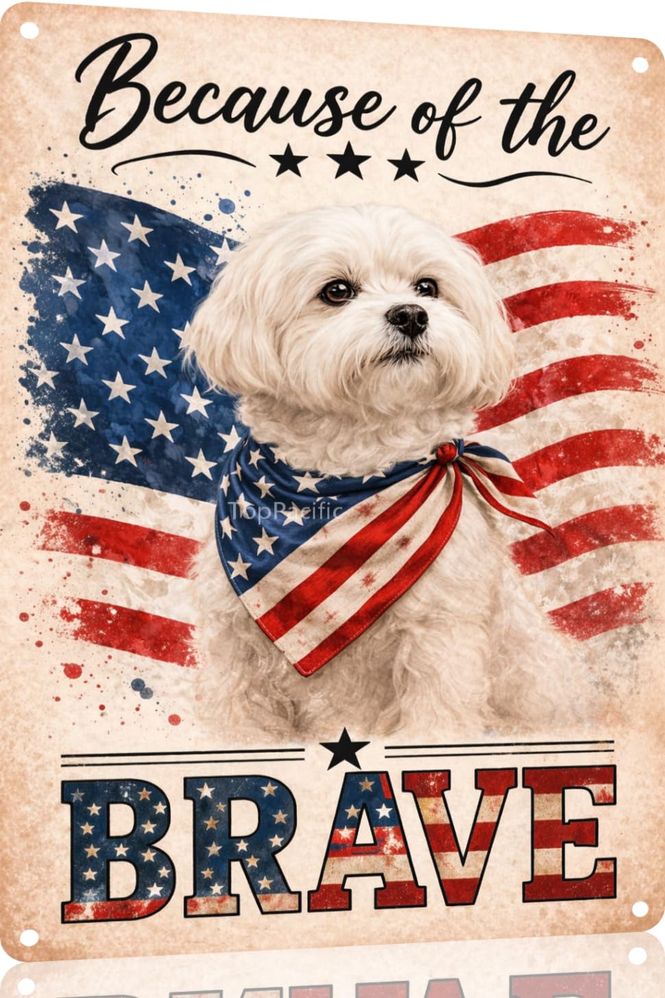 Patriotic Brittany-Spaniel Funny Tin Sign 12x8 Inch Vintage Metal Wall 4th of July Independence Day Art Retro Humor for Bathroom Kitchen Bedroom Room Home Gift Decoration(58978)