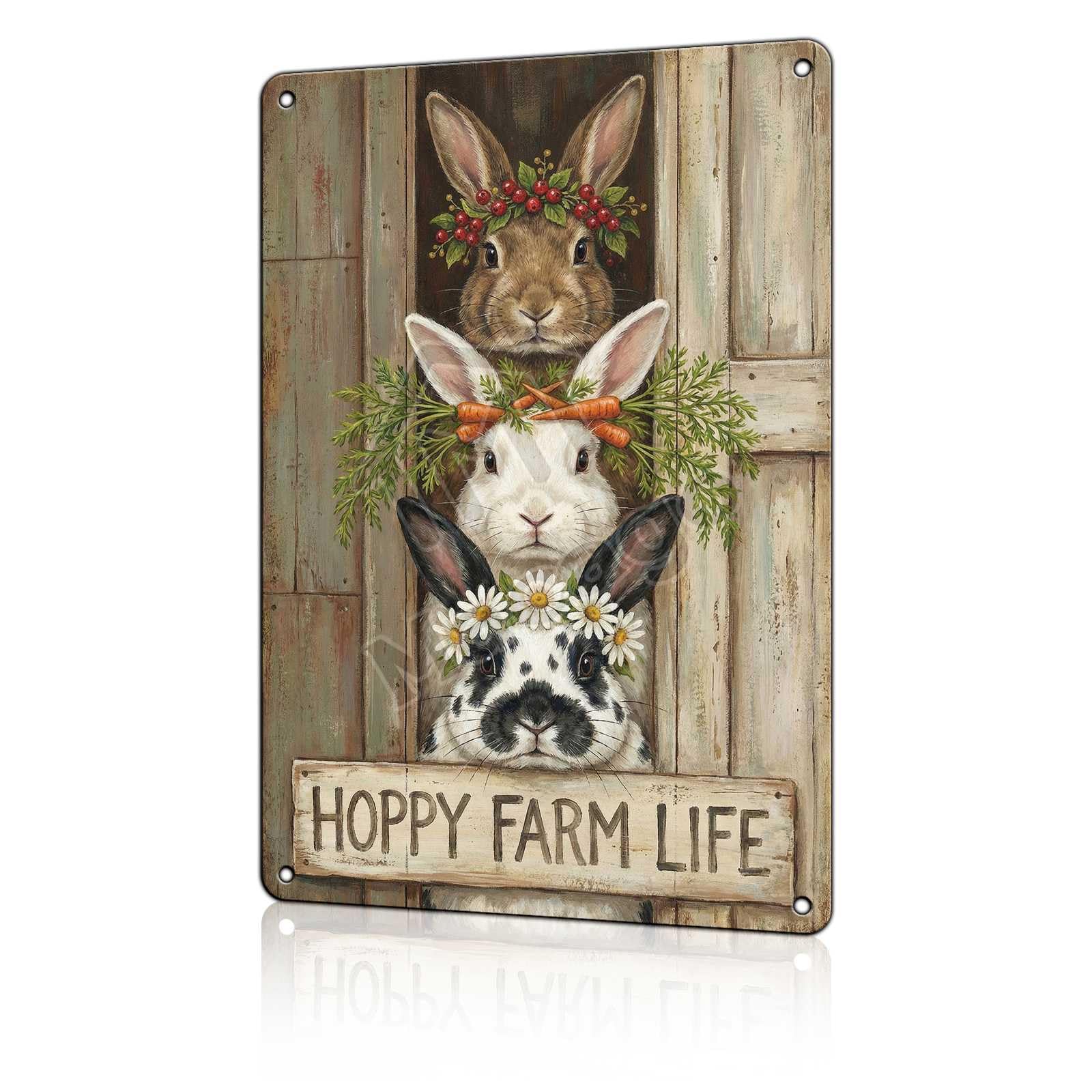 Rise and Shine Chicken Metal Tin Sign - Rustic Farmhouse Kitchen Wall Decor - Cute Rooster & Hen Art Poster for Coffee Bar or Breakfast Nook 8x12 inch