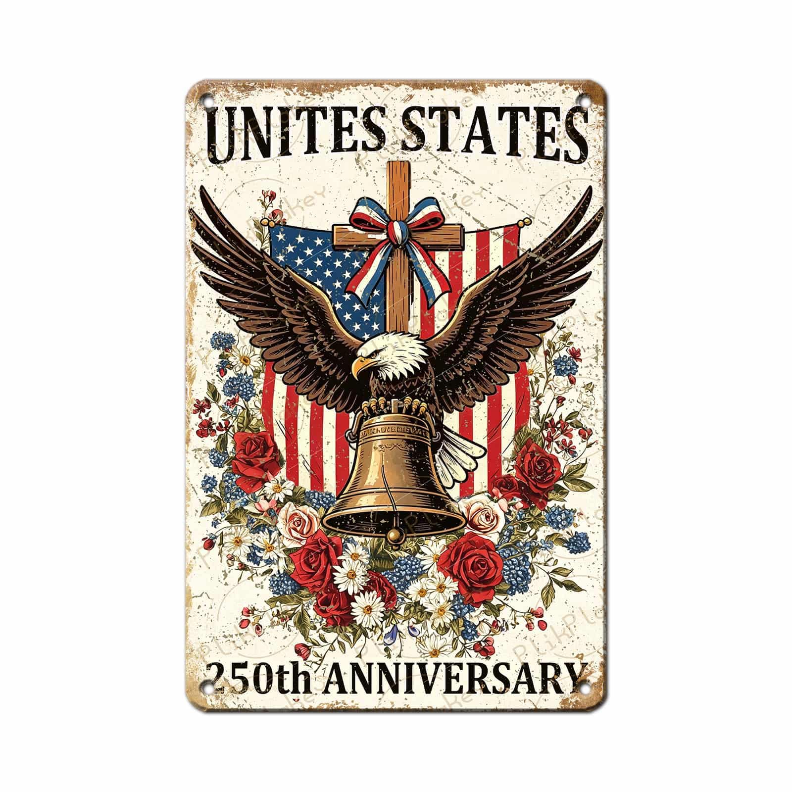 Patriotic 4th of July Tin Sign Happy Independence Day Popsicle Wall Art Vintage Retro Home Decor for Bar Living Room Bedroom Cafe Decoration 12x8 Inch