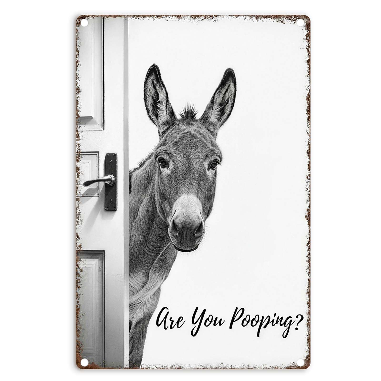 Funny Bathroom Wall Art Highland Cow Metal Signs - Vintage Metal Tin Sign Wall Art Decor, Are You Pooping Western Bathroom Decor for Cow Lovers,Restroom,12x8 inch