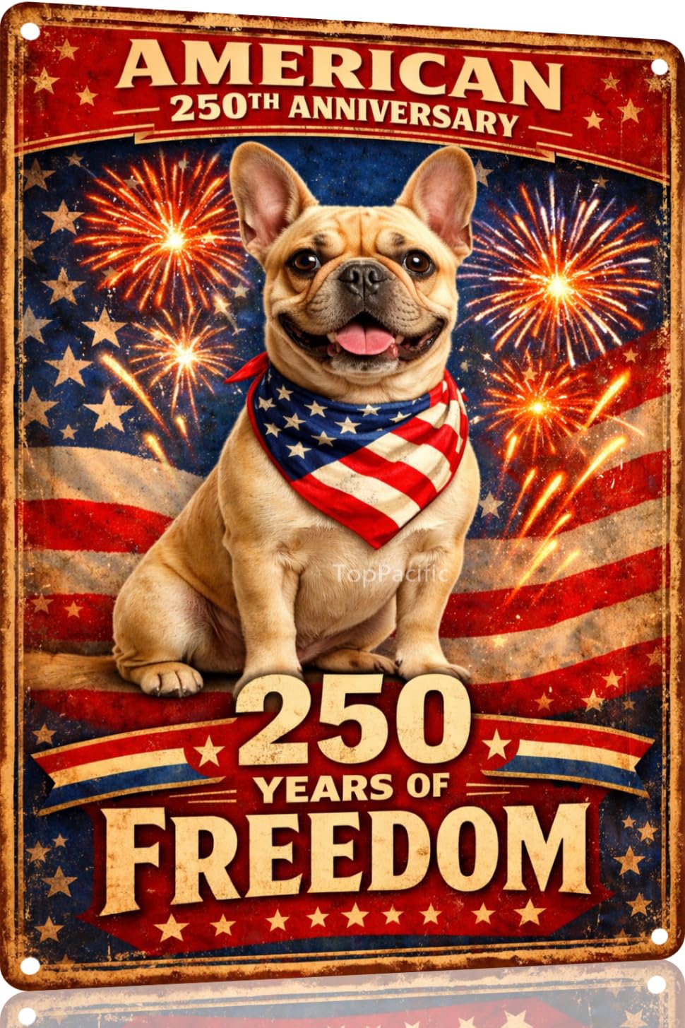 American 250th Anniversary Border Collie Funny Tin Sign 12x8 Inch Independence Day Vintage Metal Wall Art Retro Humor for Kitchen Bedroom Room Home Gift Decoration(59342)