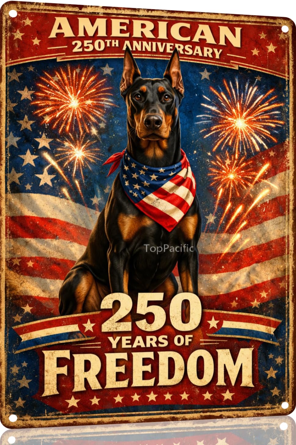 American 250th Anniversary Border Collie Funny Tin Sign 12x8 Inch Independence Day Vintage Metal Wall Art Retro Humor for Kitchen Bedroom Room Home Gift Decoration(59342)