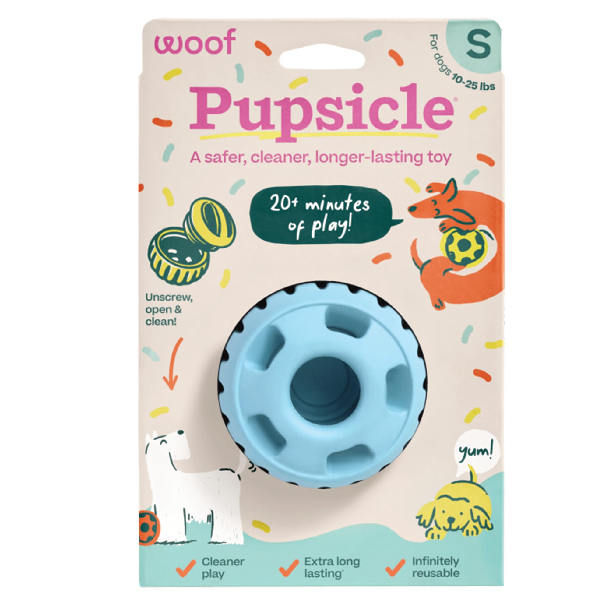 WOOF Party Pupsicle - Long-Lasting Interactive Dog Toys for Boredom - Low-Mess Design - Birthday Gifts for Dogs - Large Dog Toys - Party Pink