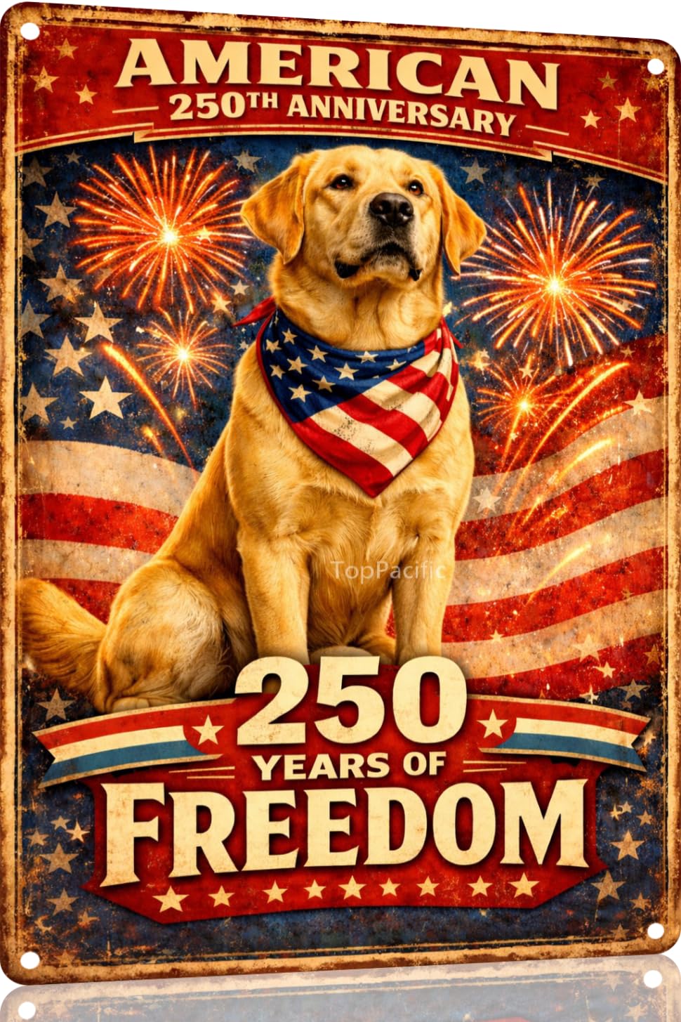 American 250th Anniversary Border Collie Funny Tin Sign 12x8 Inch Independence Day Vintage Metal Wall Art Retro Humor for Kitchen Bedroom Room Home Gift Decoration(59342)