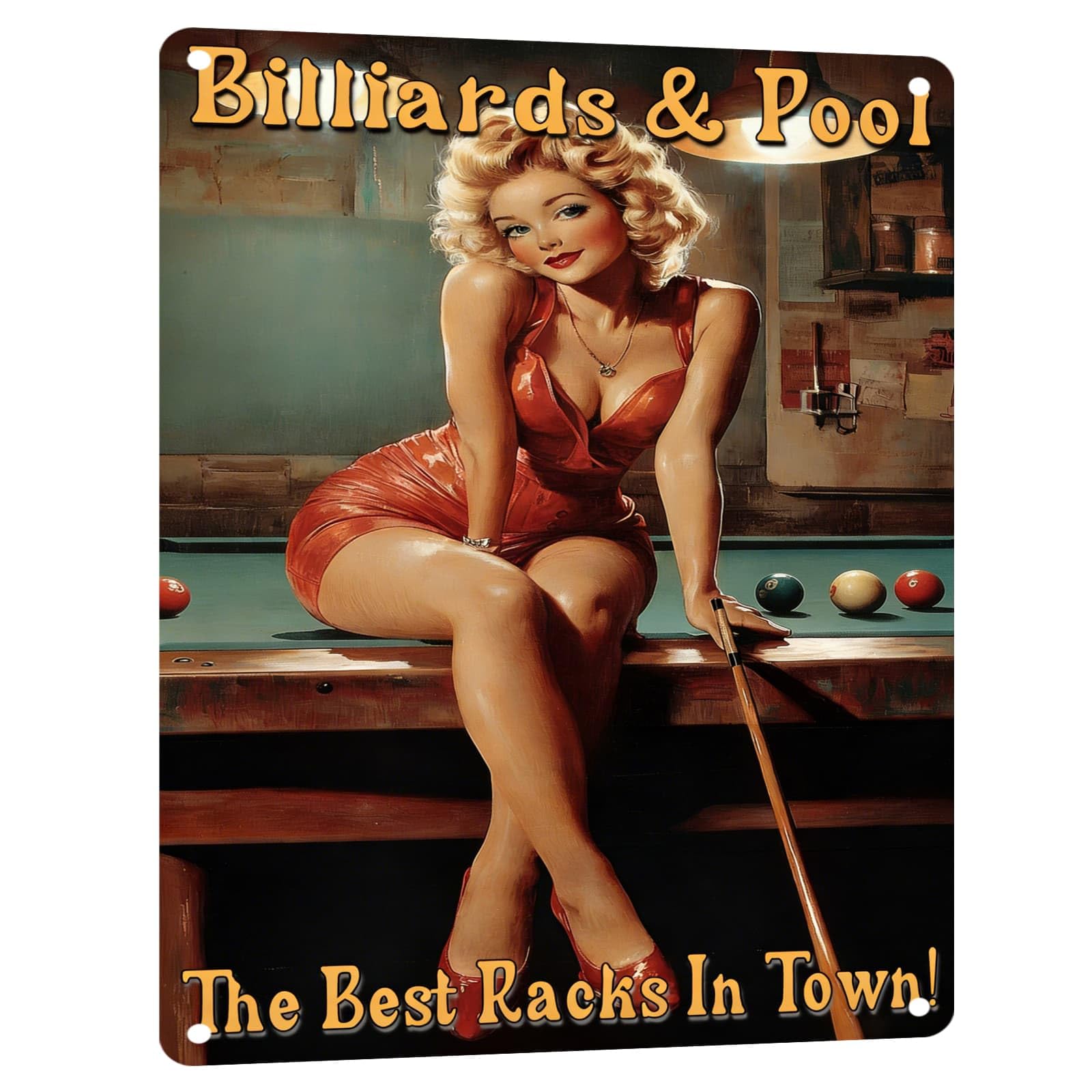 Billiards Metal Sign Less Talk More Chalk Billiards Vintage Art Wall Decor Funny Pool Decor for Man Cave Game Room Bar Garage Billiard Room 8x12 Inch