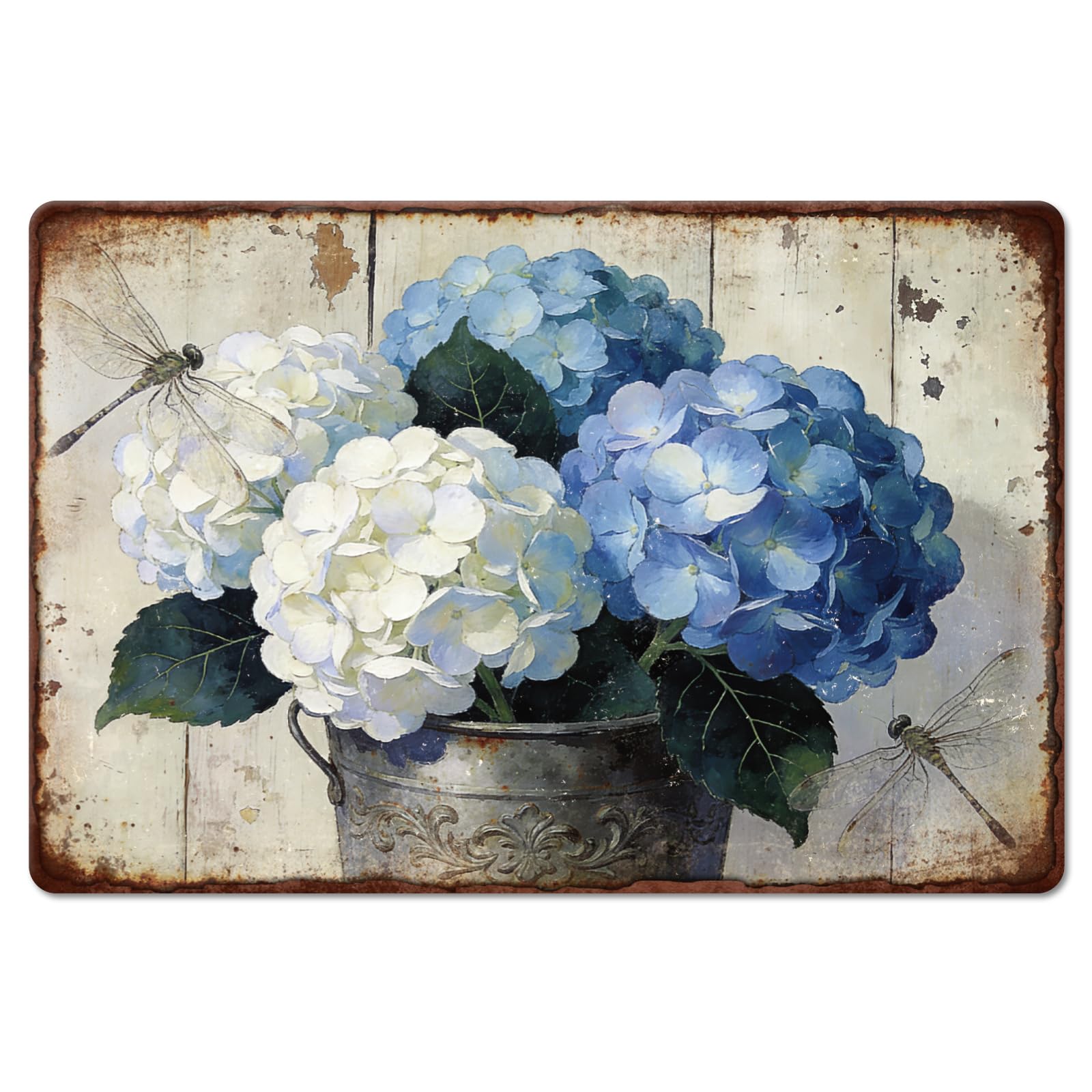 GLOBLELAND Lavender Metal Tin Sign 8x12in Flower Bouquet Vintage Painting Tin Signs Wall Poster Plaque for Gardens Patios Dining Rooms Living Rooms Bedrooms Floral Shops