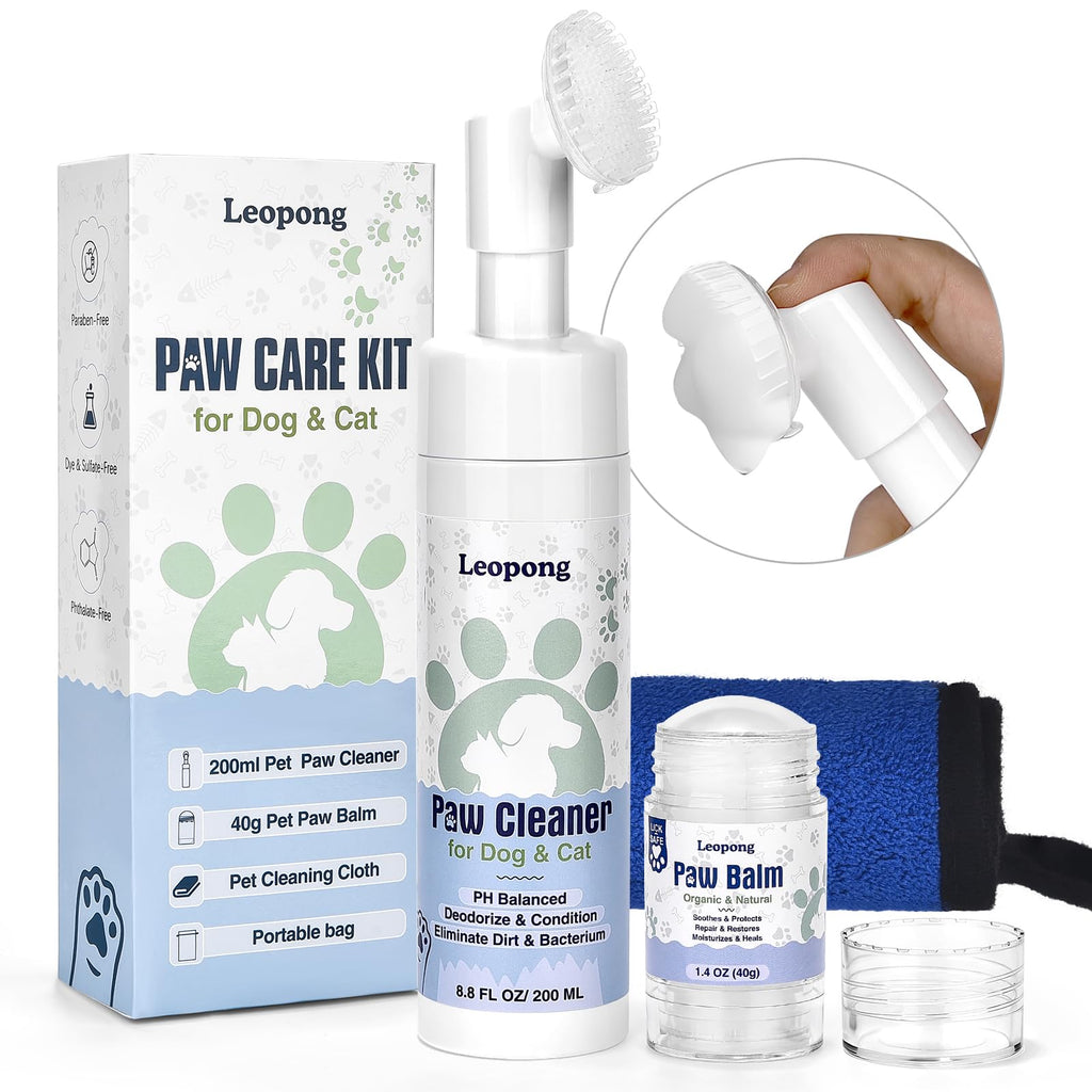 Leopong Dog Paw Care Kit, Paw Cleaner & Paw Balm for Dogs