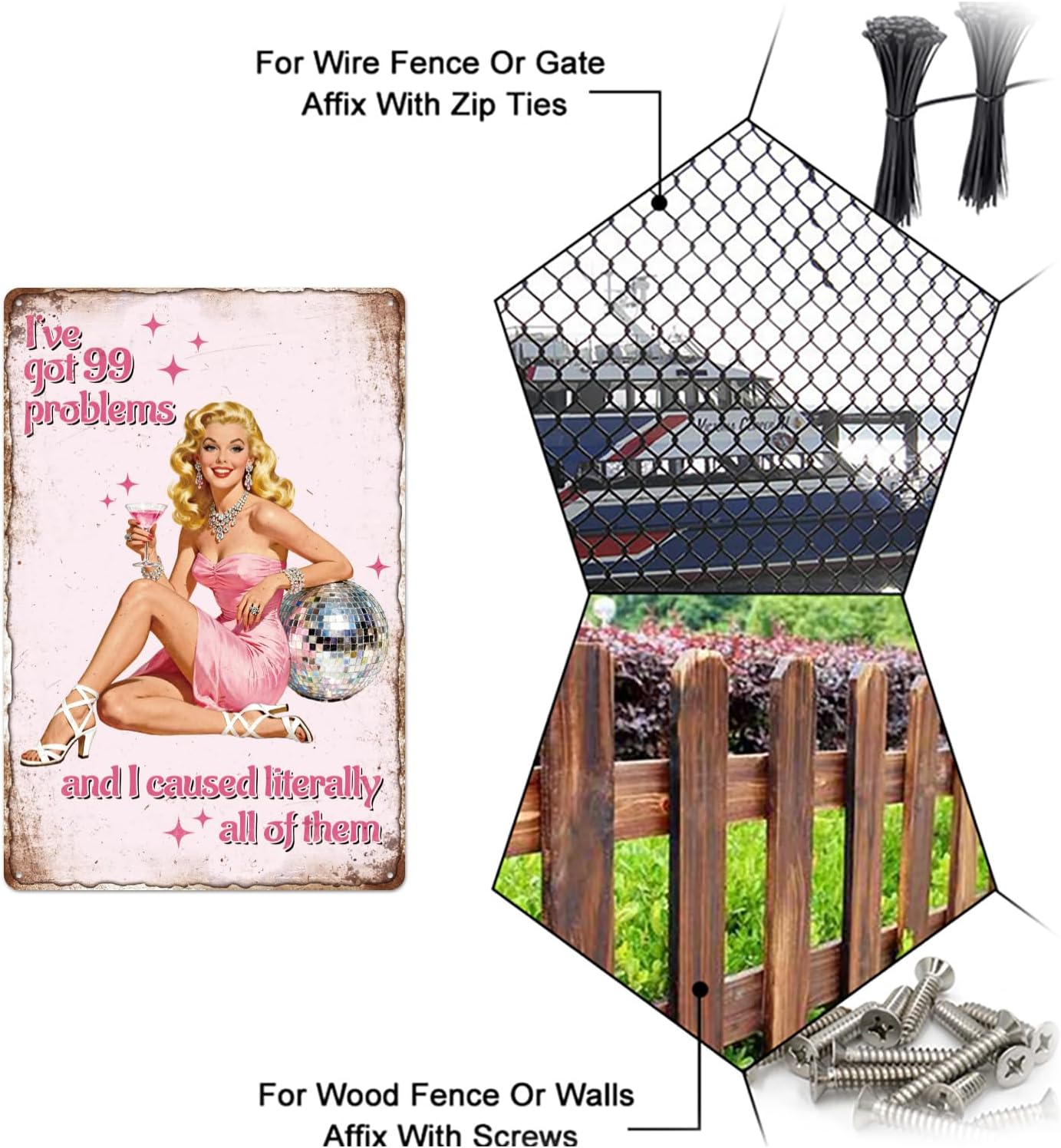 GLOBLELAND Vintage Sexy Woman Metal Tin Sign 12x8 inch Pink Pin up Lady Tin Signs Decor Funny Blonde Woman Metal Wall Plaque for Home Room Farmhouse Cafes Office Store Bar Kitchen Garden Decor