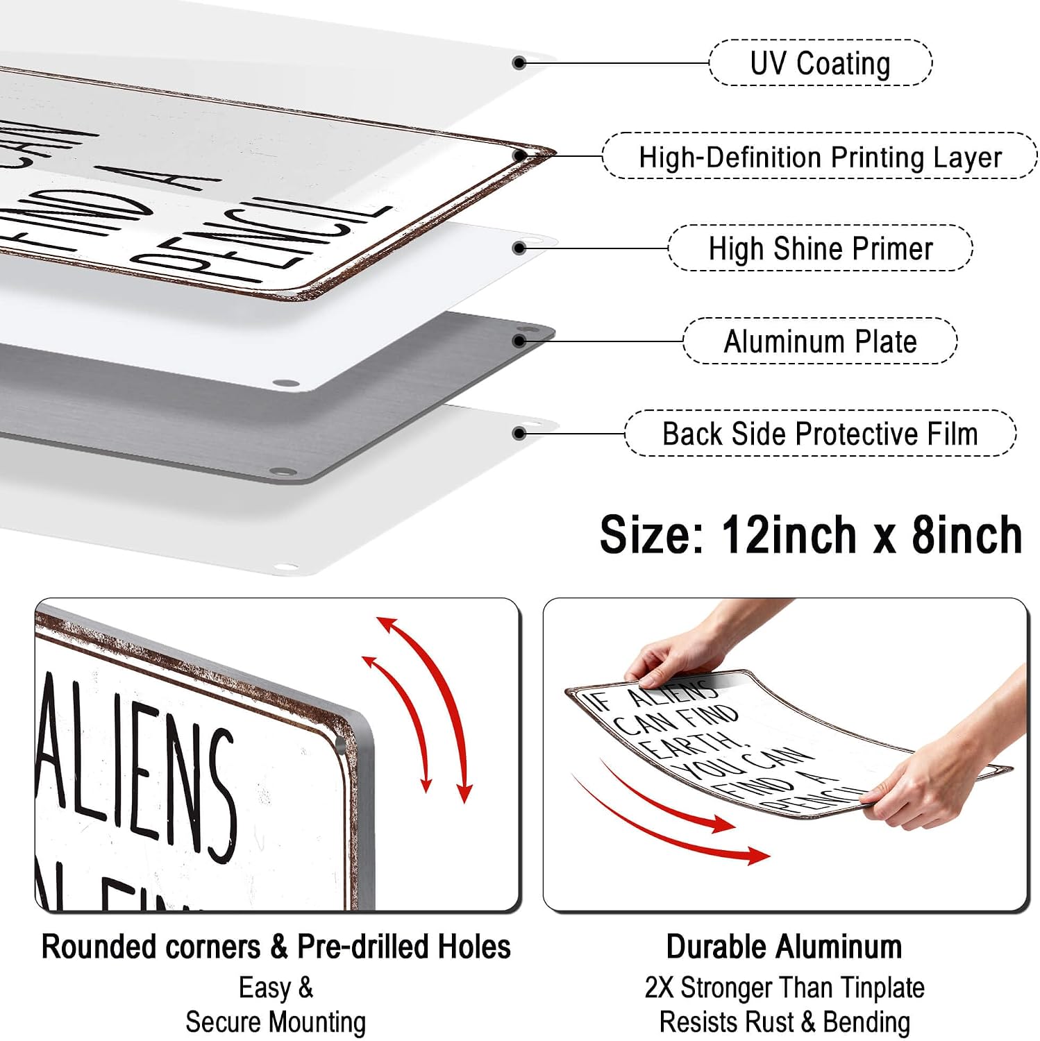 If Aliens Can Find Earth Pencil Sign, Funny Science Teacher Gifts Tin Sign for High School Science Biology Math History Social Studies Classroom Decor 8x12 Inches