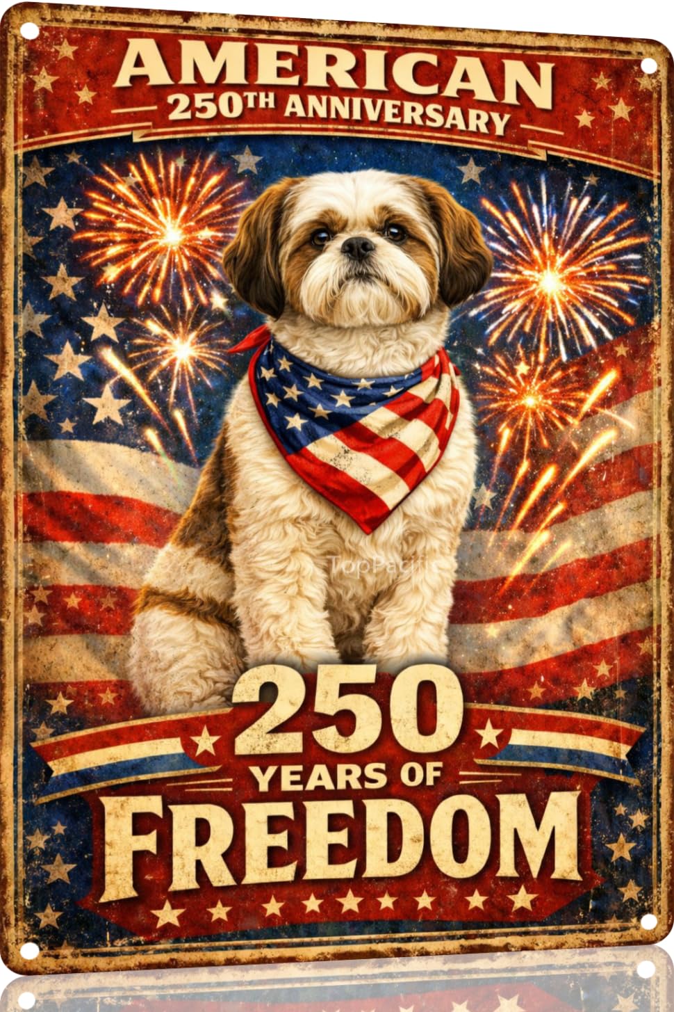 American 250th Anniversary Border Collie Funny Tin Sign 12x8 Inch Independence Day Vintage Metal Wall Art Retro Humor for Kitchen Bedroom Room Home Gift Decoration(59342)
