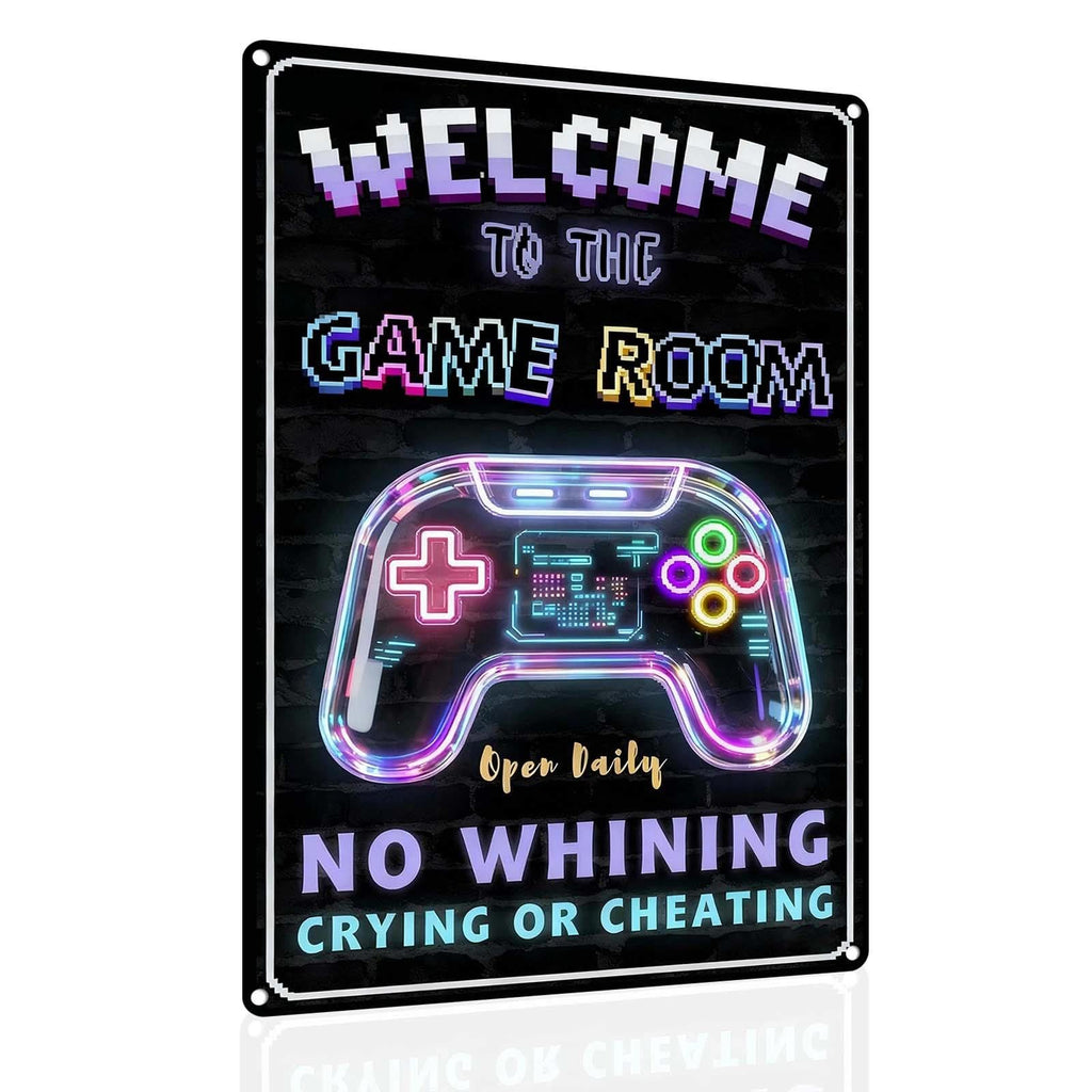 Gaming Room Metal Signs Decor- Cool Metal Tin Sign Wall Art Decor"Welcome to the Game Room", Gamer Room Tin Sign Gift for Boy, Girl, Boyfriend,12x8 inch