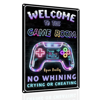 Gaming Room Metal Signs Decor- Cool Metal Tin Sign Wall Art Decor"Welcome to the Game Room", Gamer Room Tin Sign Gift for Boy, Girl, Boyfriend,12x8 inch