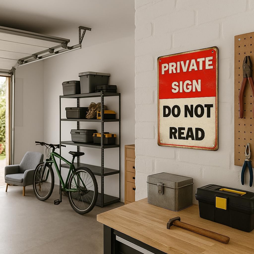 Funny PRIVATE SIGN DO NOT READ Tin Sign – 12x8 Inch Vintage Metal Wall Decor for Bedroom, Office, Man Cave, Dorm or Bar (NOread)